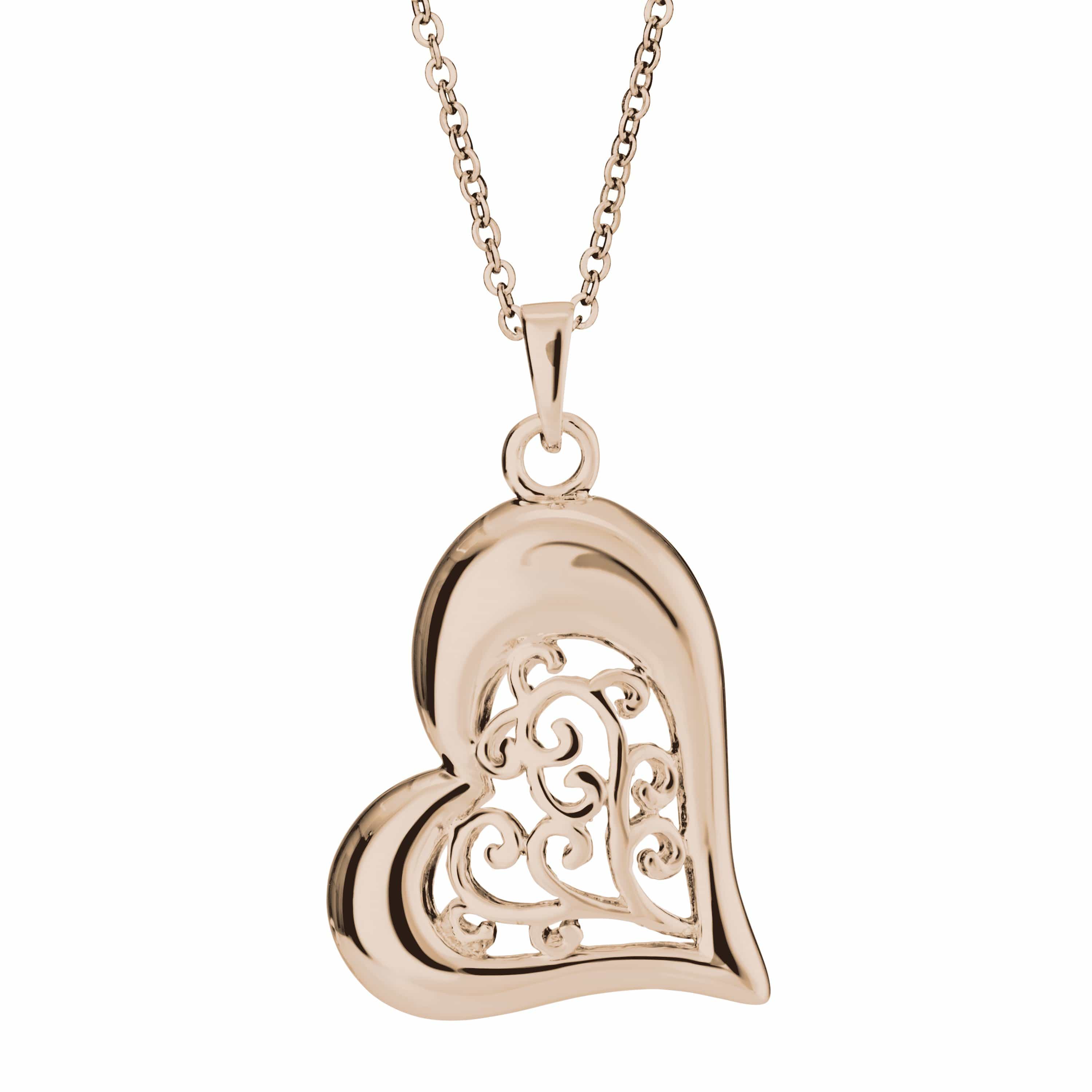 EverWith Self Fill Intricate Heart Memorial Ashes Pendant 9k Rose Gold