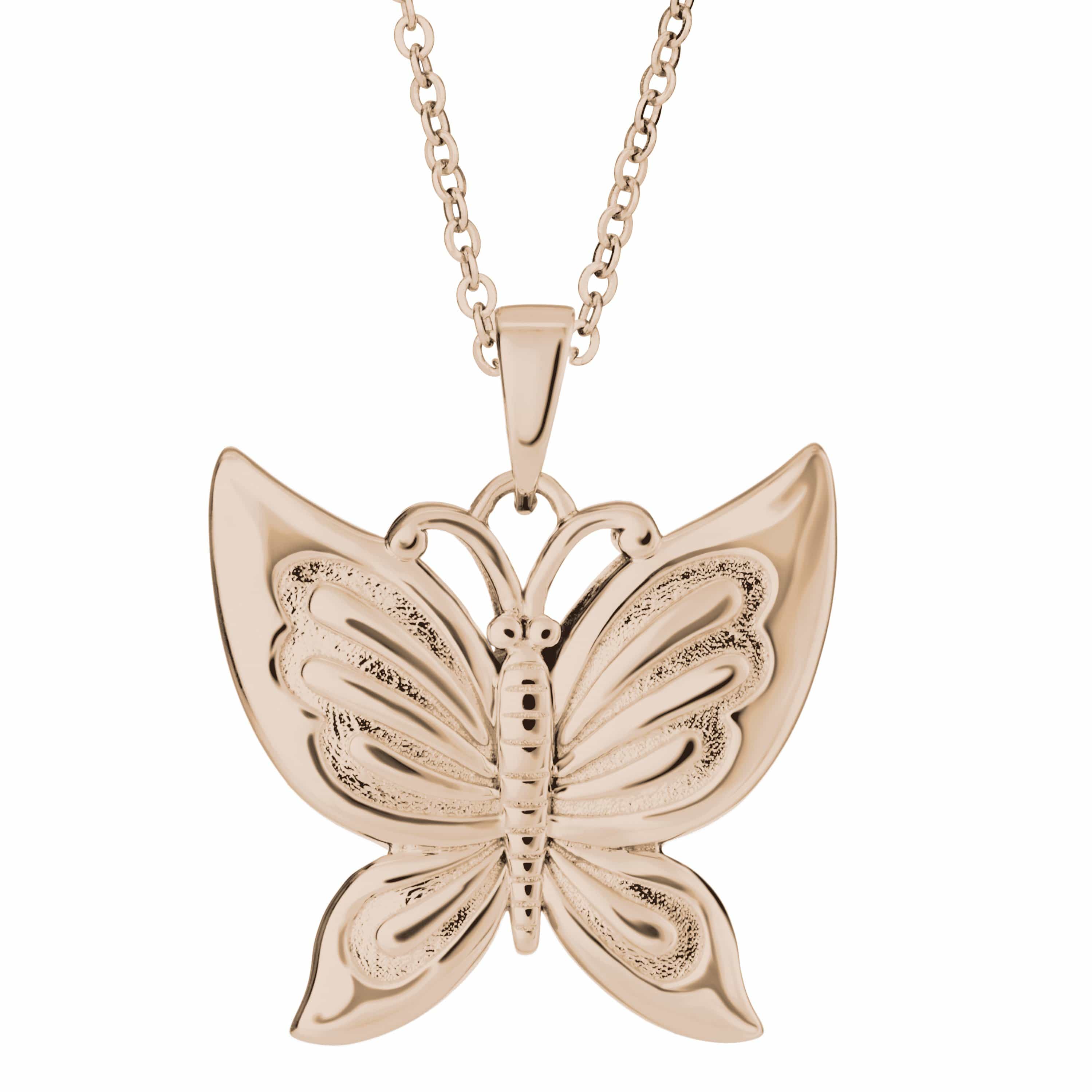 EverWith Self-fill Butterfly Memorial Ashes Pendant 9k Rose Gold