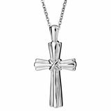 EverWith Self-fill Ridged Cross Memorial Ashes Pendant 9k White Gold Fill