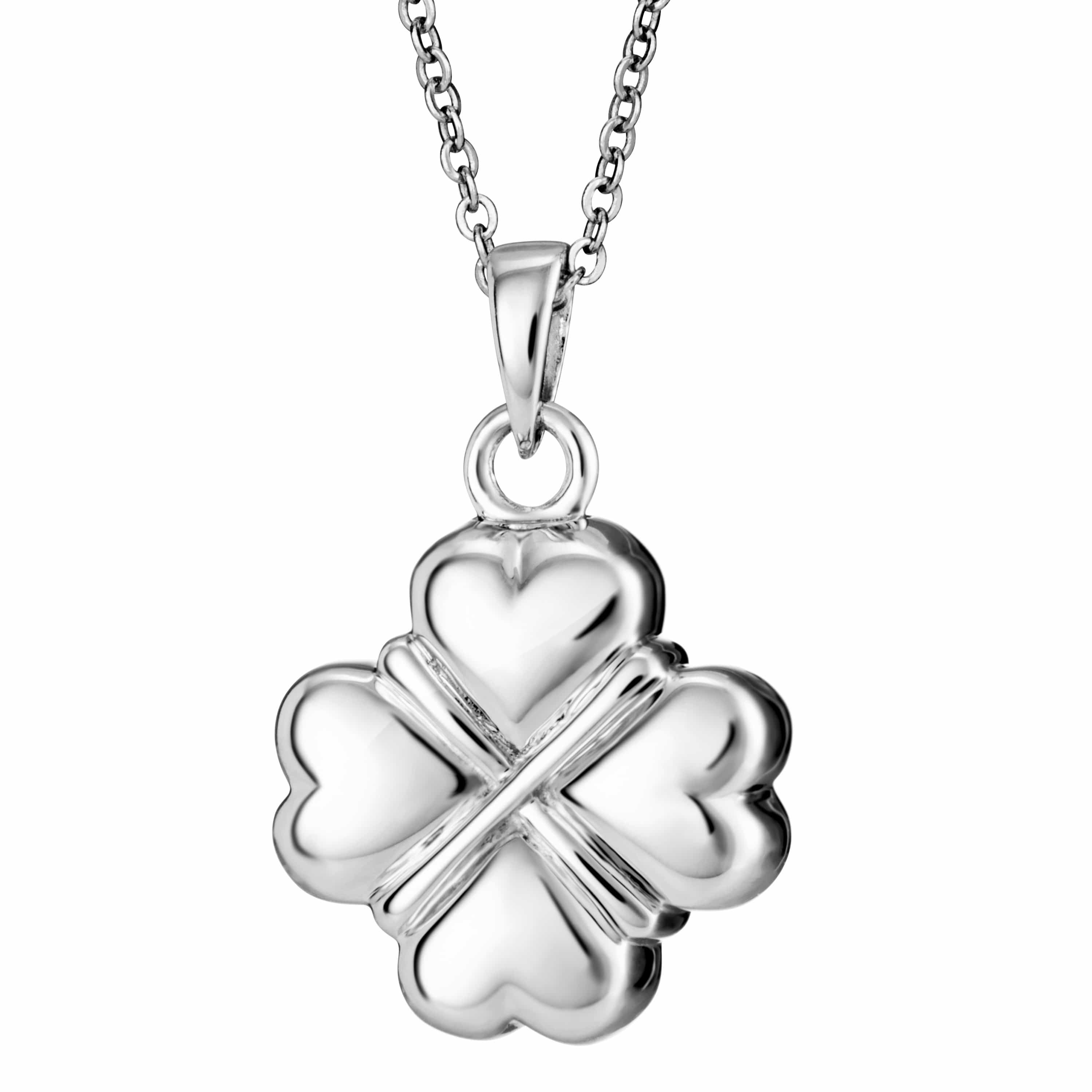 EverWith Self-fill Traditional Clover Memorial Ashes Pendant 9k White Gold Fill