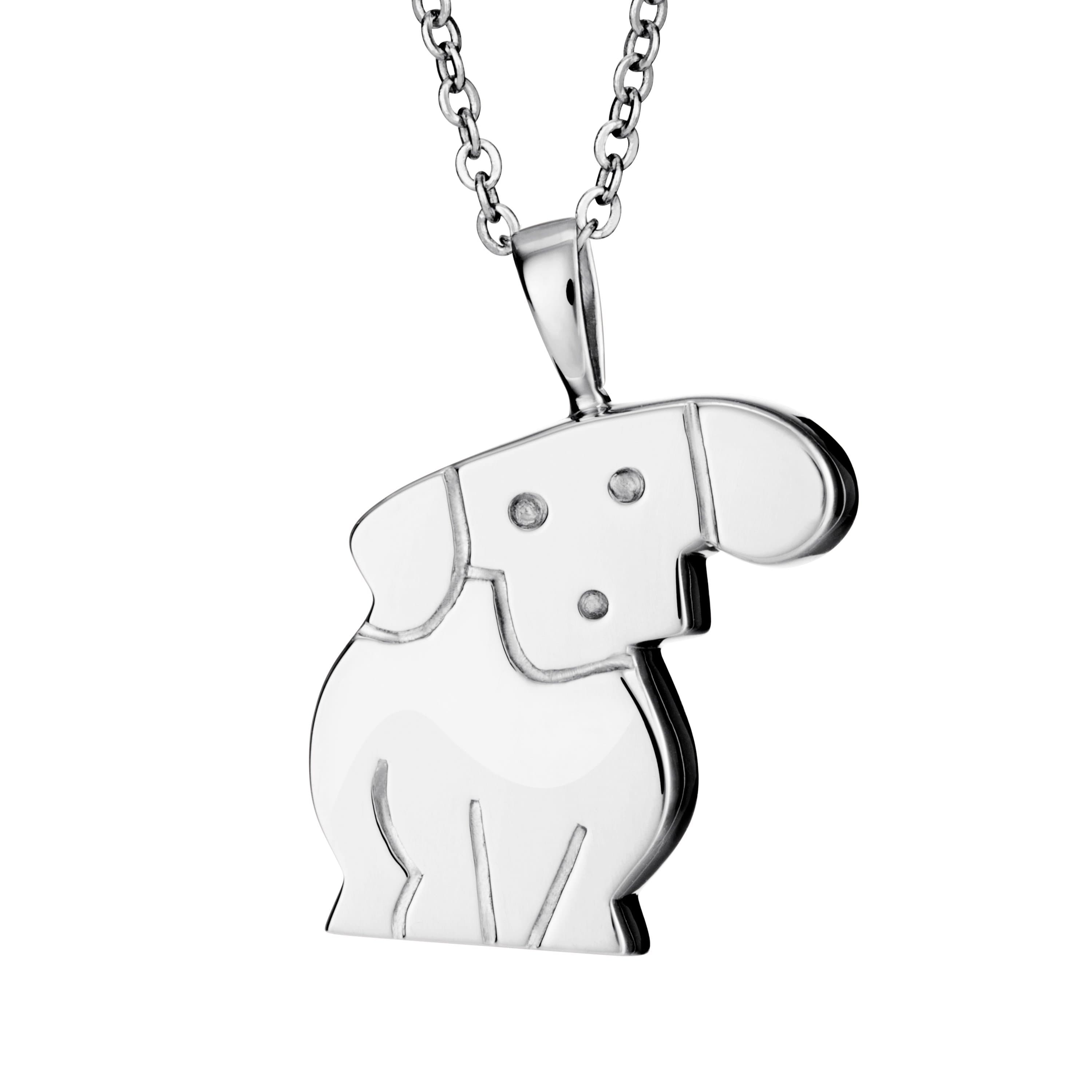 EverWith Self-fill Dog Memorial Ashes Pendant 9k White Gold Fill