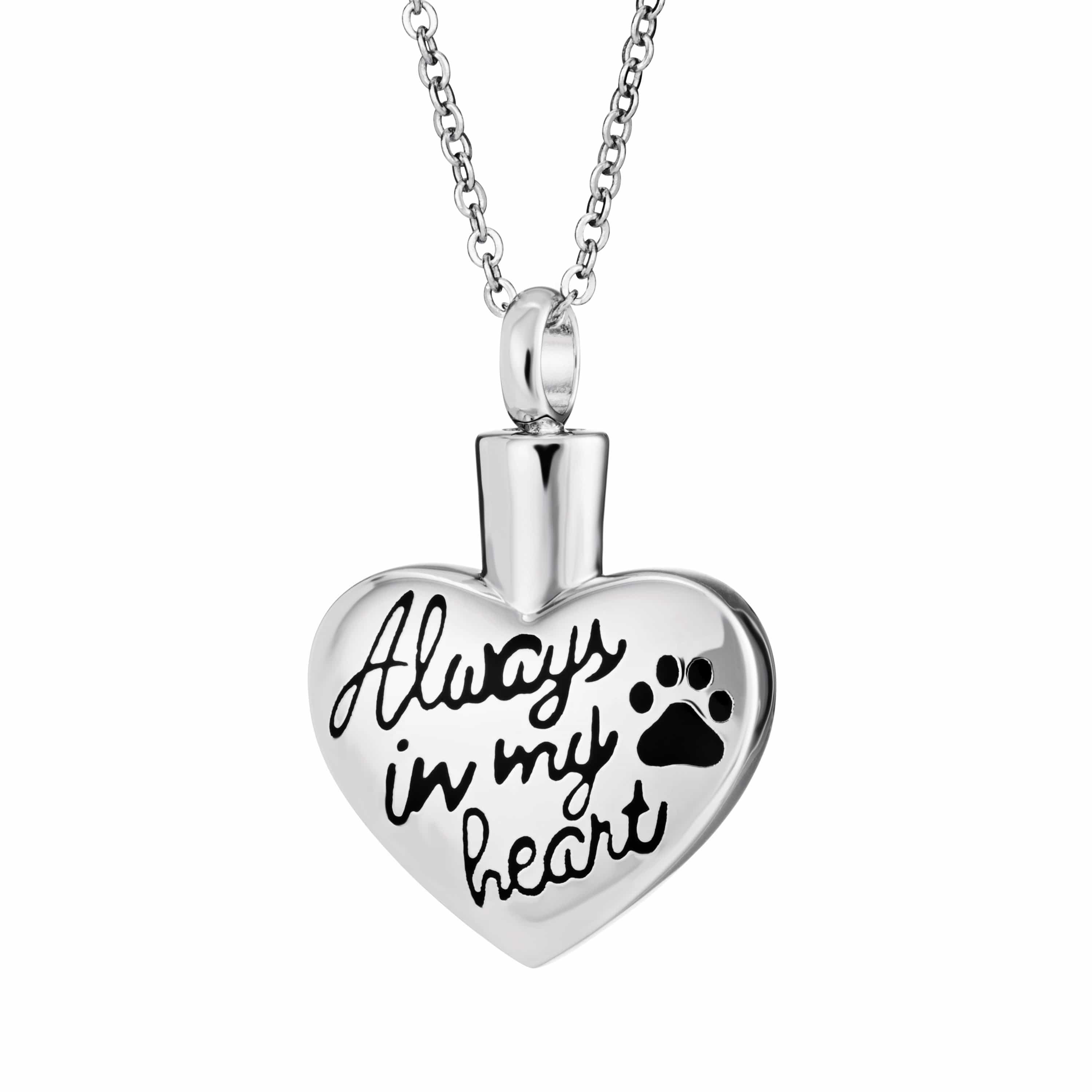 EverWith Self-fill Always in my Heart Memorial Ashes Pendant 9k White Gold Fill