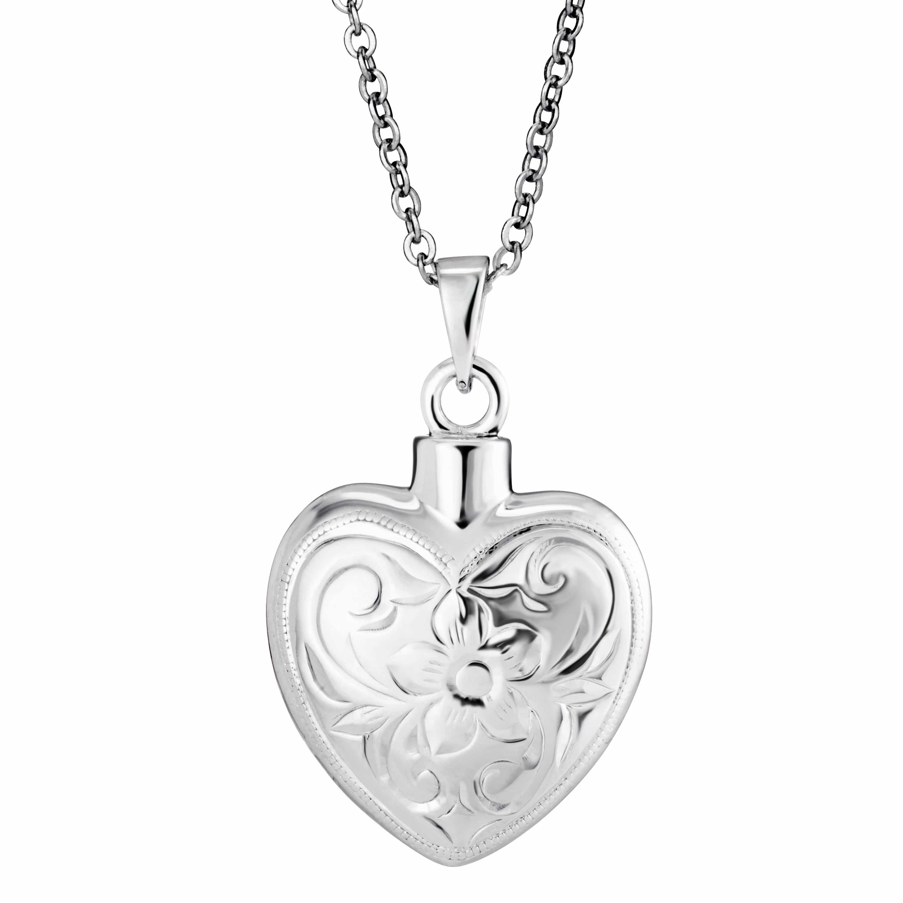 EverWith Self-fill Elegant Heart Memorial Ashes Pendant 9k White Gold Fill