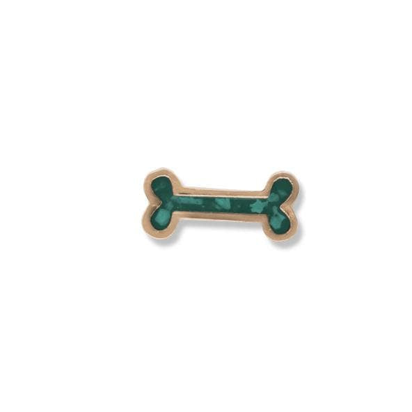 EverWith Small Dog Bone Memorial Ashes Element for Glass Locket 9k Rose Gold Aqua