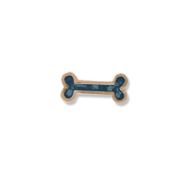 EverWith Small Dog Bone Memorial Ashes Element for Glass Locket 9k Rose Gold Blue