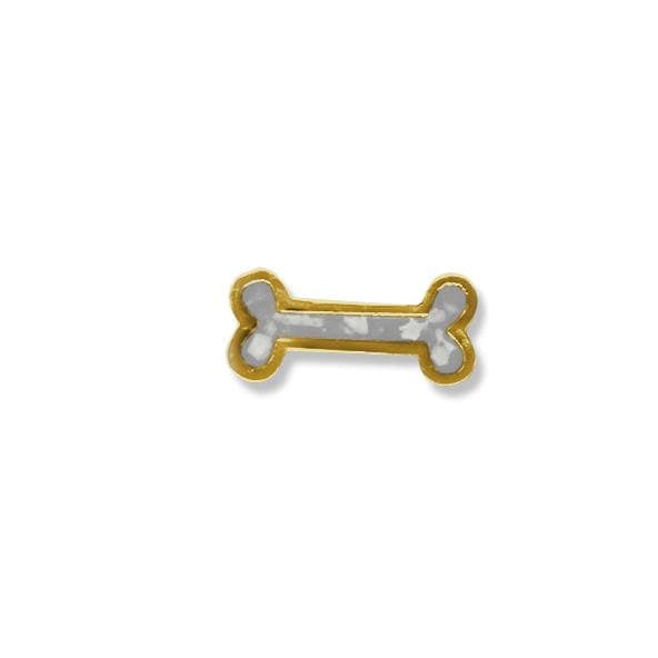 EverWith Small Dog Bone Memorial Ashes Element for Glass Locket 9k Yellow Gold White