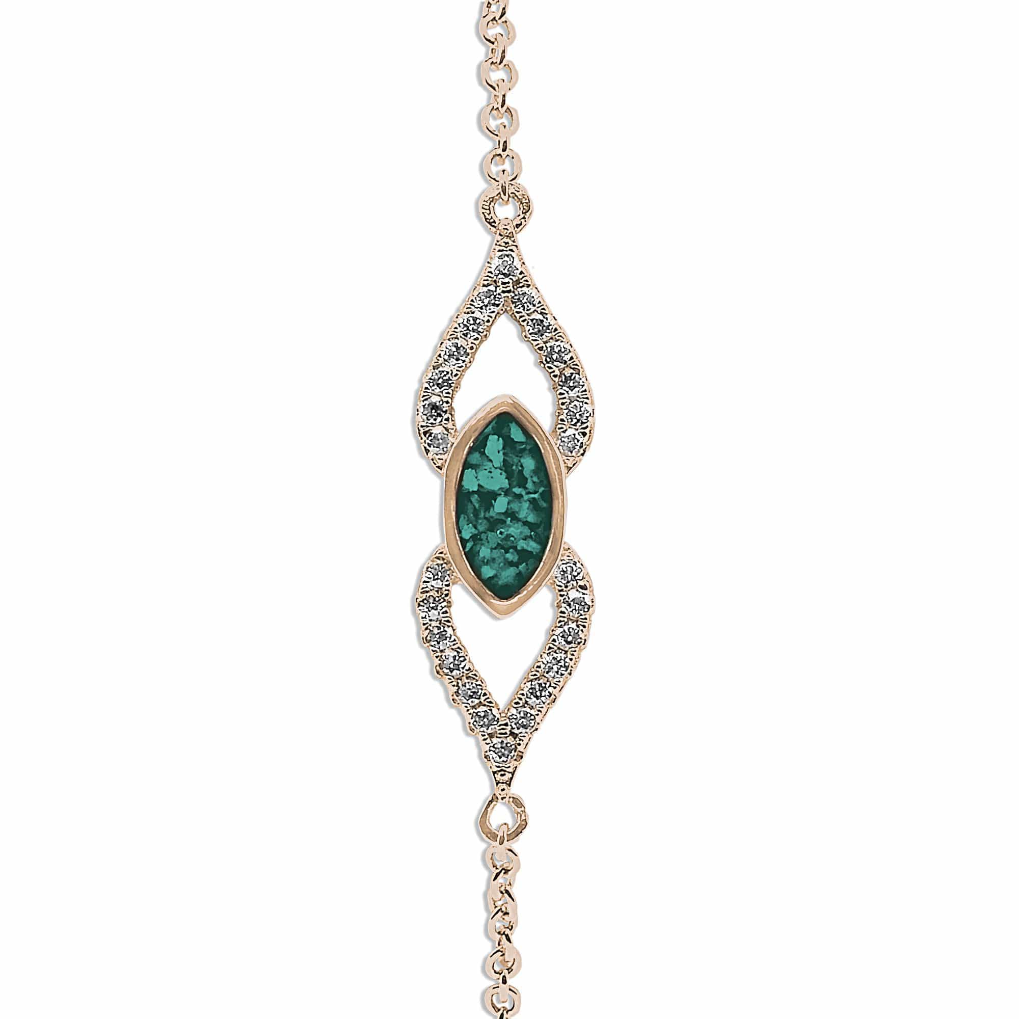 EverWith Ladies Respect Memorial Ashes Bracelet with Fine Crystals 9k Rose Gold Aqua