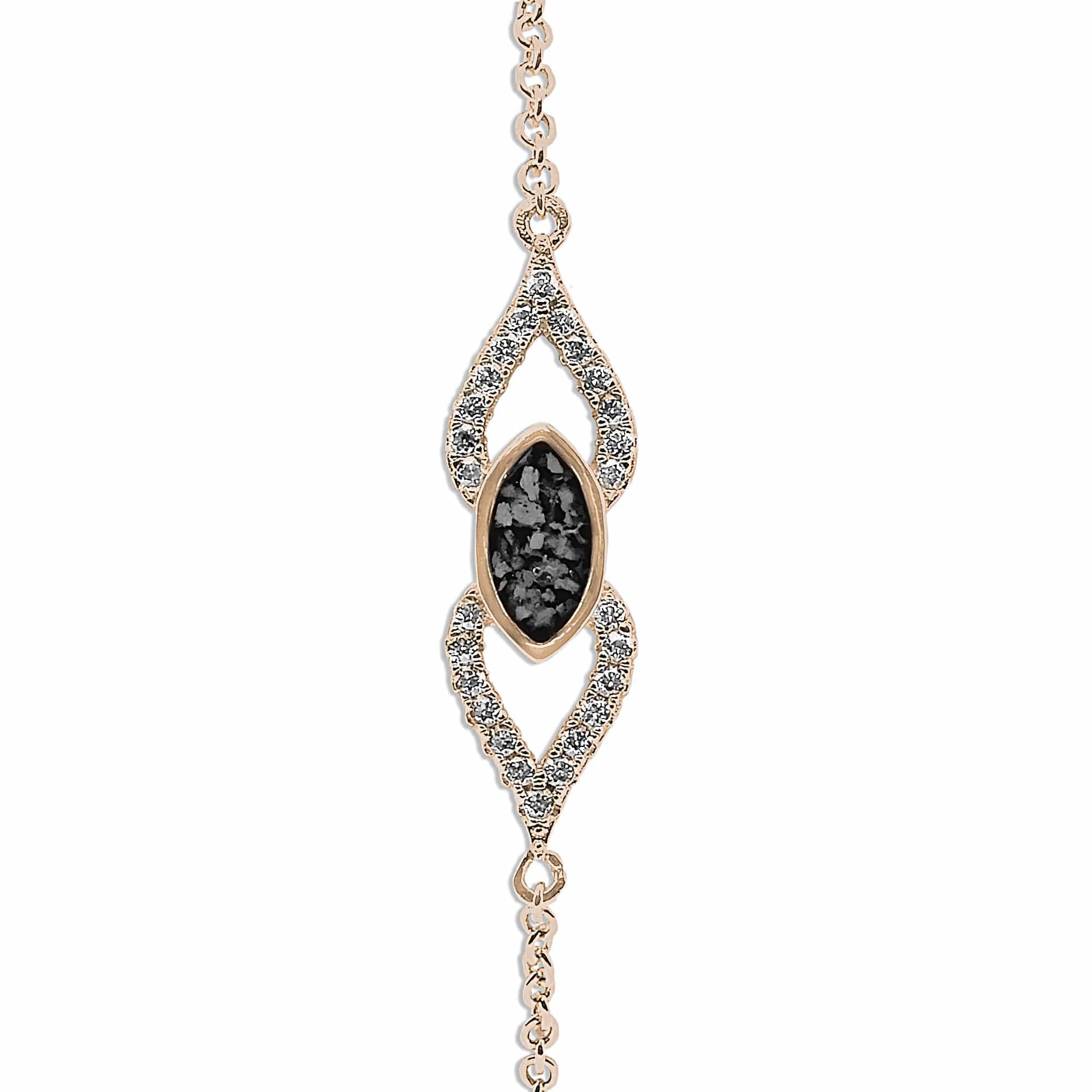 EverWith Ladies Respect Memorial Ashes Bracelet with Fine Crystals 9k Rose Gold Black