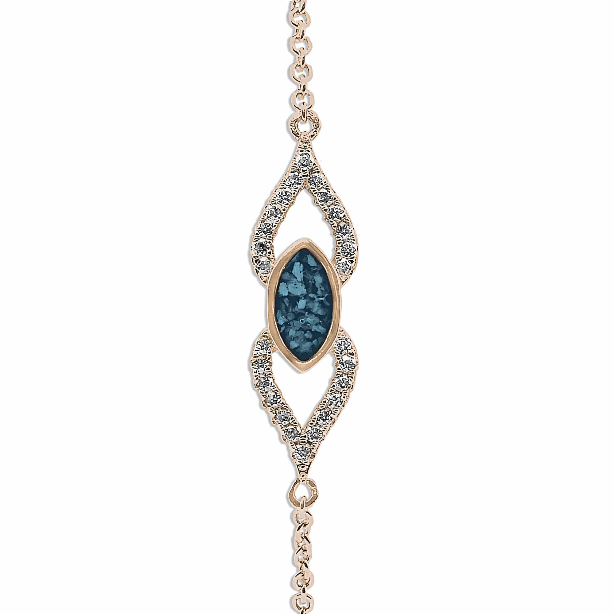 EverWith Ladies Respect Memorial Ashes Bracelet with Fine Crystals 9k Rose Gold Blue