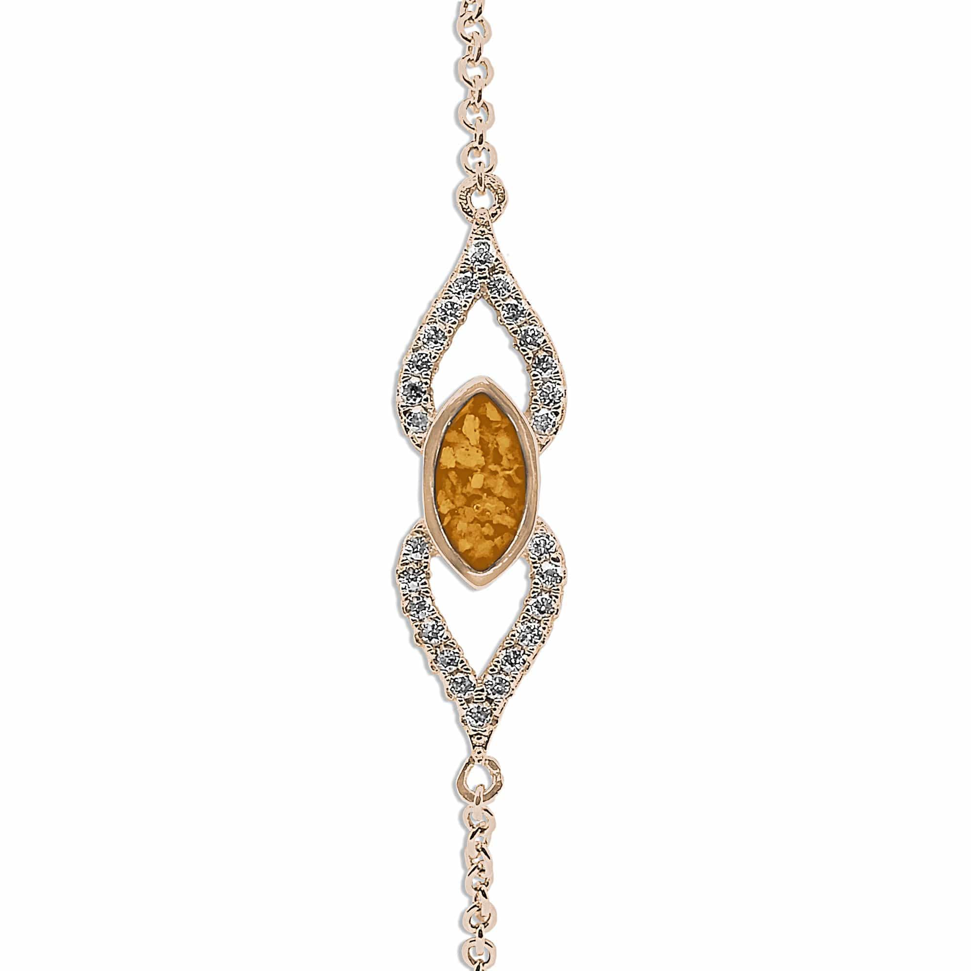 EverWith Ladies Respect Memorial Ashes Bracelet with Fine Crystals 9k Rose Gold Orange
