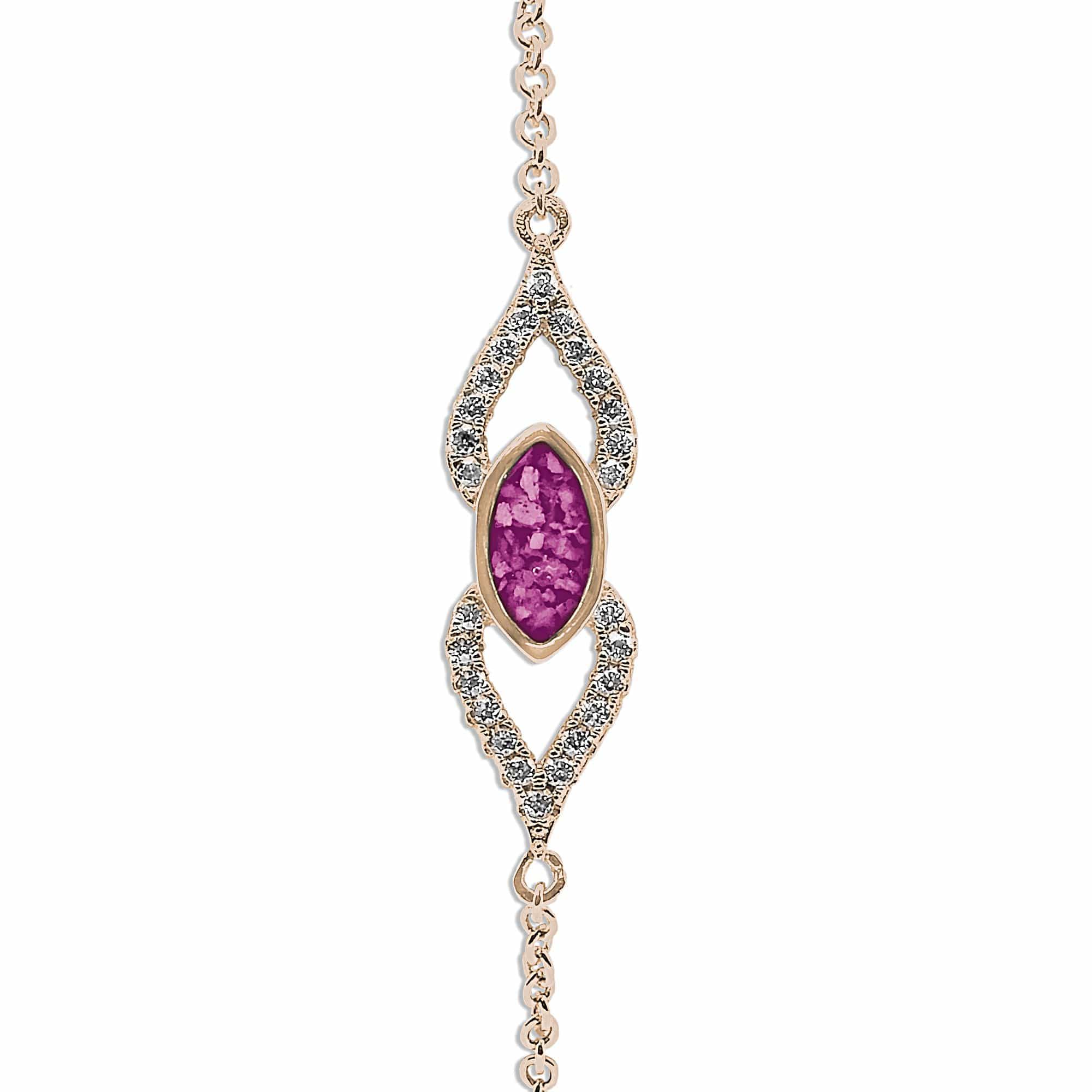 EverWith Ladies Respect Memorial Ashes Bracelet with Fine Crystals 9k Rose Gold Pink