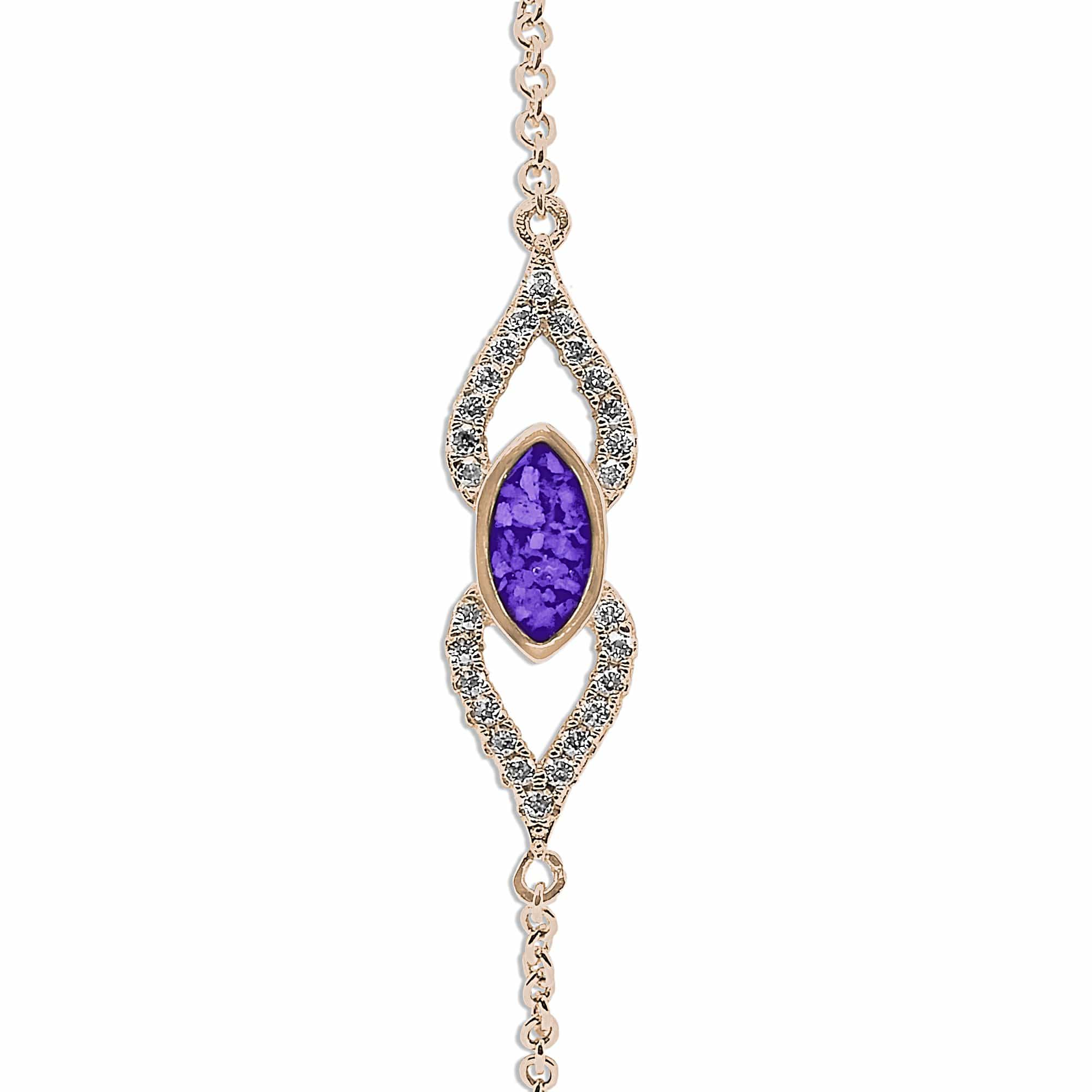 EverWith Ladies Respect Memorial Ashes Bracelet with Fine Crystals 9k Rose Gold Purple