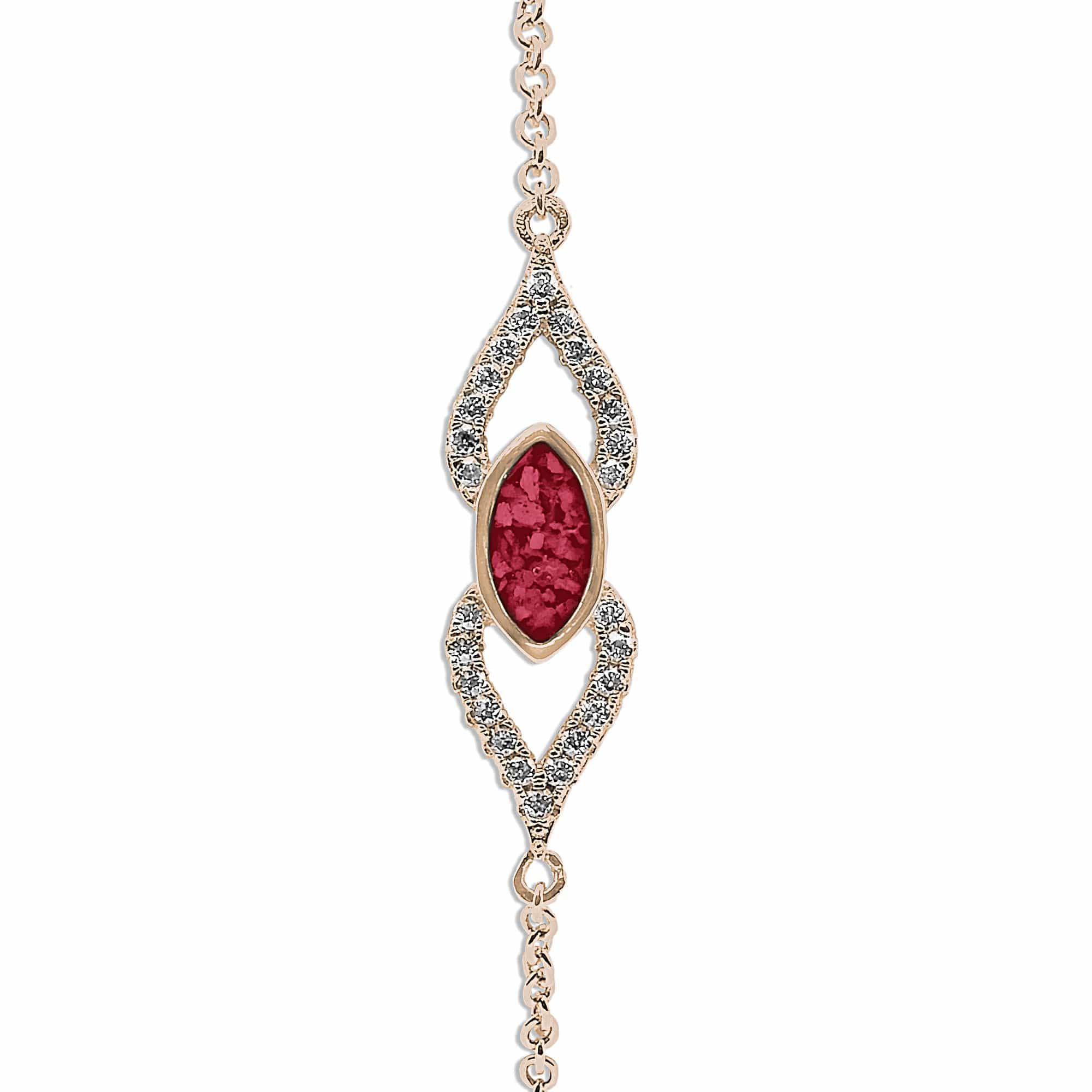 EverWith Ladies Respect Memorial Ashes Bracelet with Fine Crystals 9k Rose Gold Red