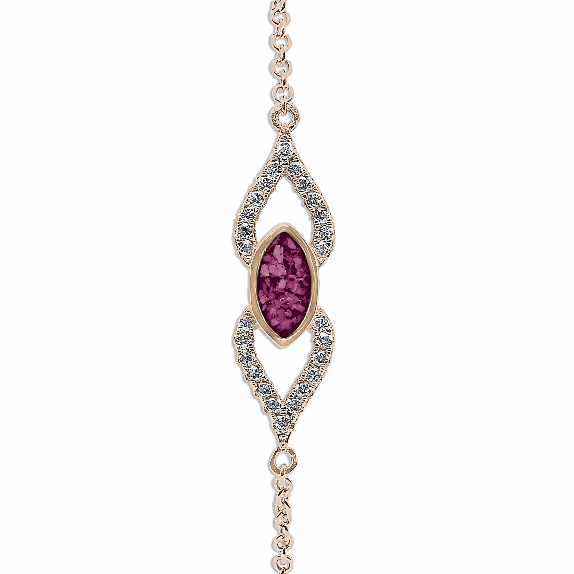 EverWith Ladies Respect Memorial Ashes Bracelet with Fine Crystals 9k Rose Gold Violet