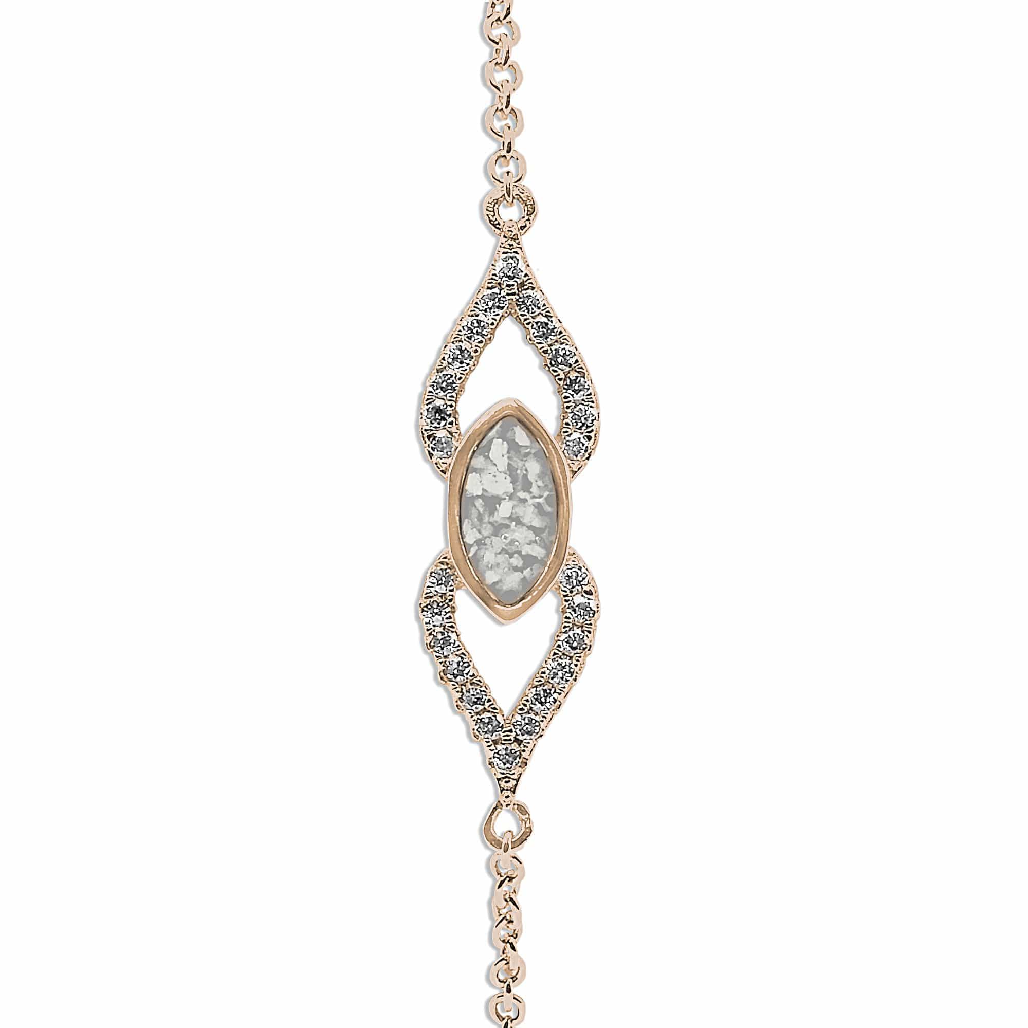 EverWith Ladies Respect Memorial Ashes Bracelet with Fine Crystals 9k Rose Gold White