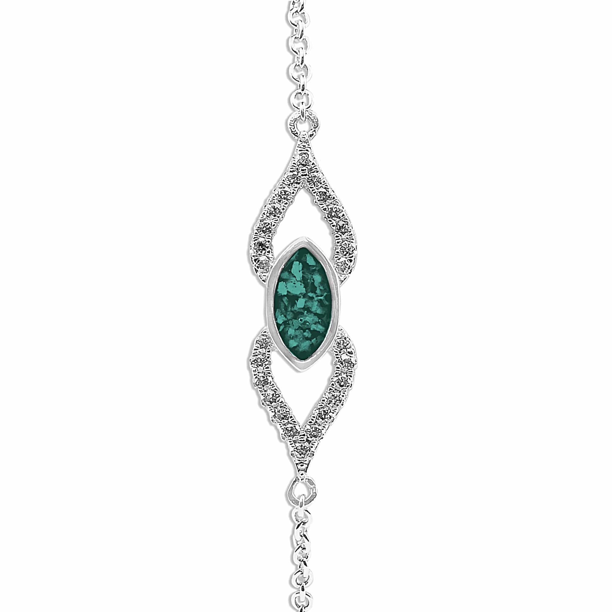 EverWith Ladies Respect Memorial Ashes Bracelet with Fine Crystals Aqua