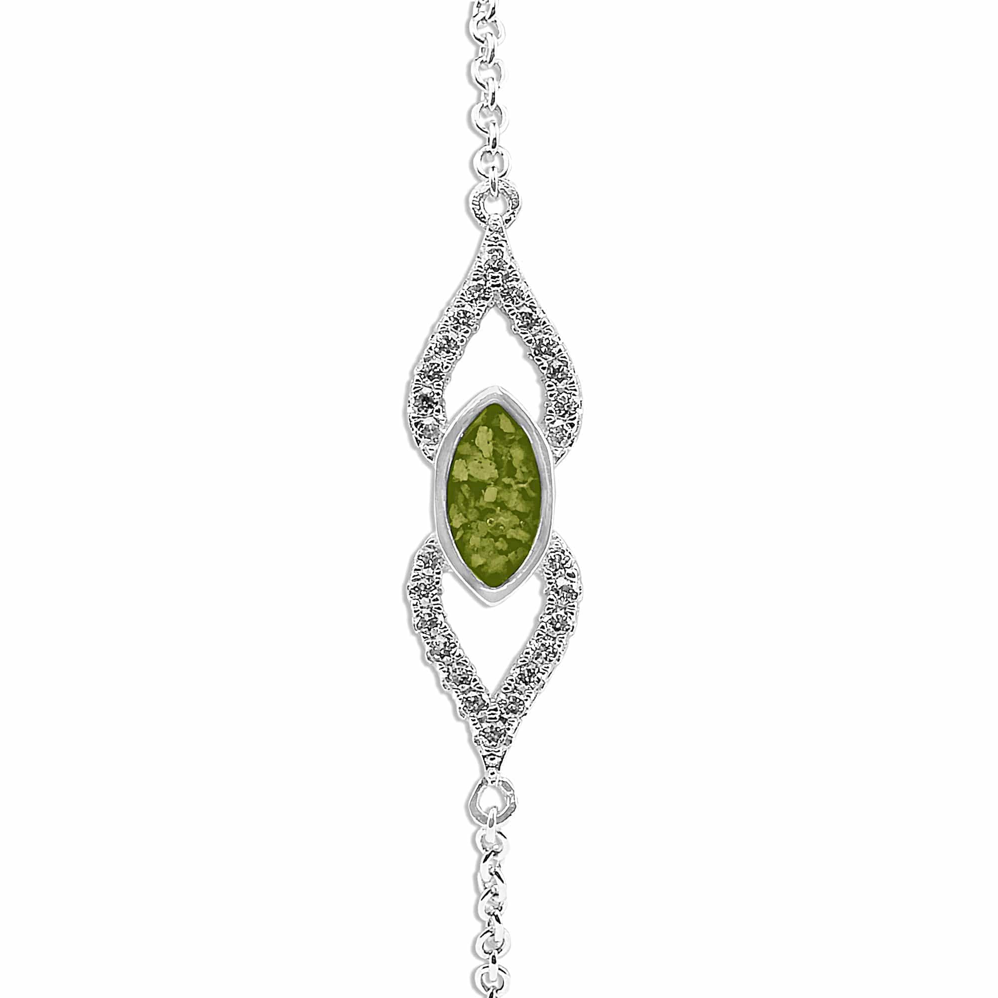 EverWith Ladies Respect Memorial Ashes Bracelet with Fine Crystals Green