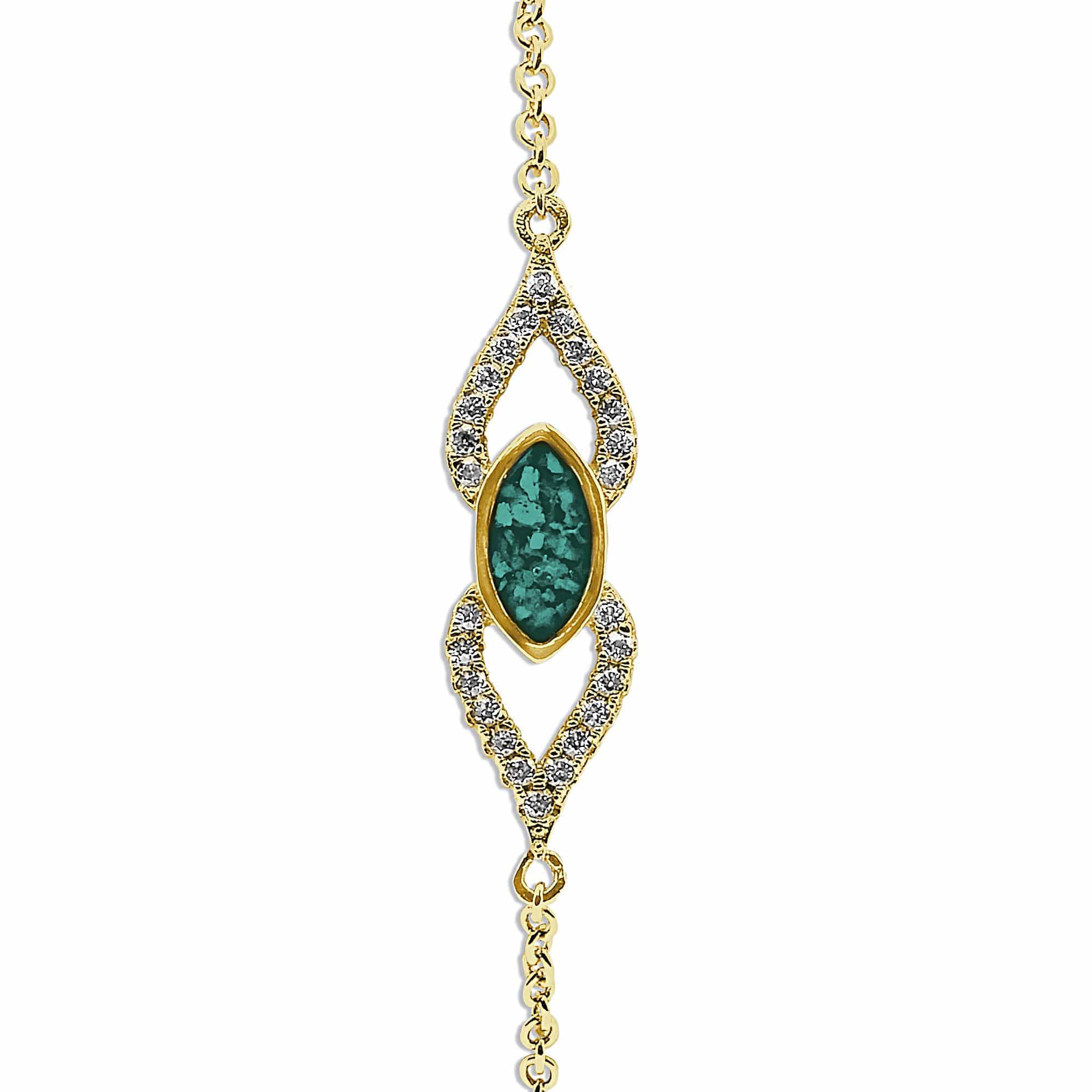 EverWith Ladies Respect Memorial Ashes Bracelet with Fine Crystals 9k Yellow Gold Aqua