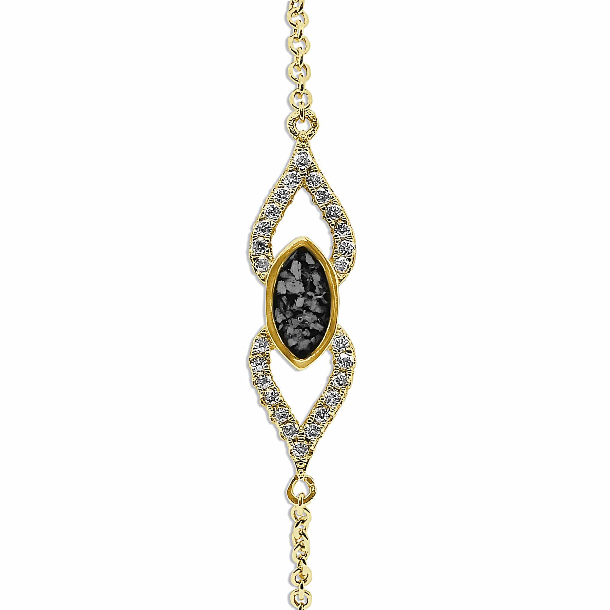 EverWith Ladies Respect Memorial Ashes Bracelet with Fine Crystals 9k Yellow Gold Black