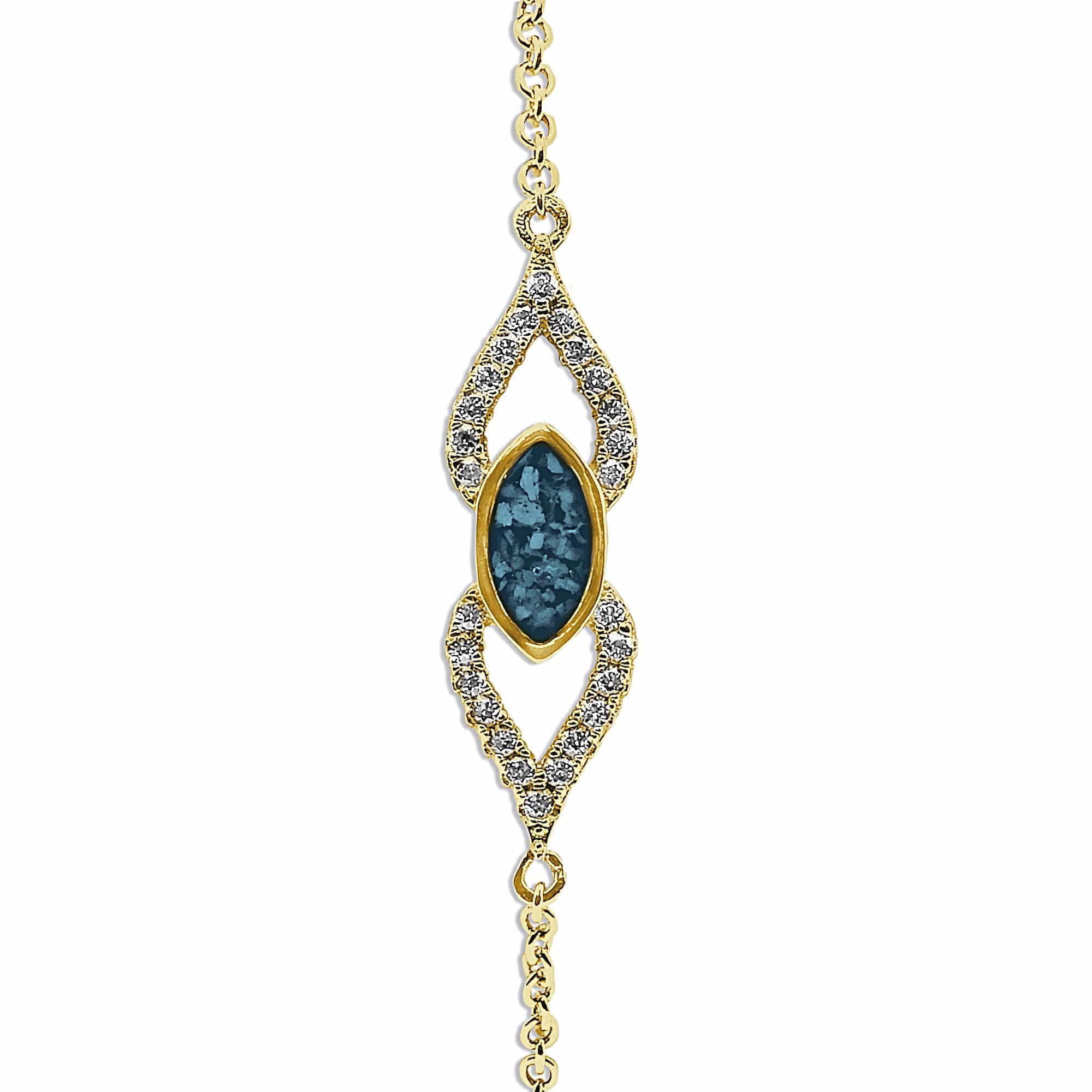 EverWith Ladies Respect Memorial Ashes Bracelet with Fine Crystals 9k Yellow Gold Blue