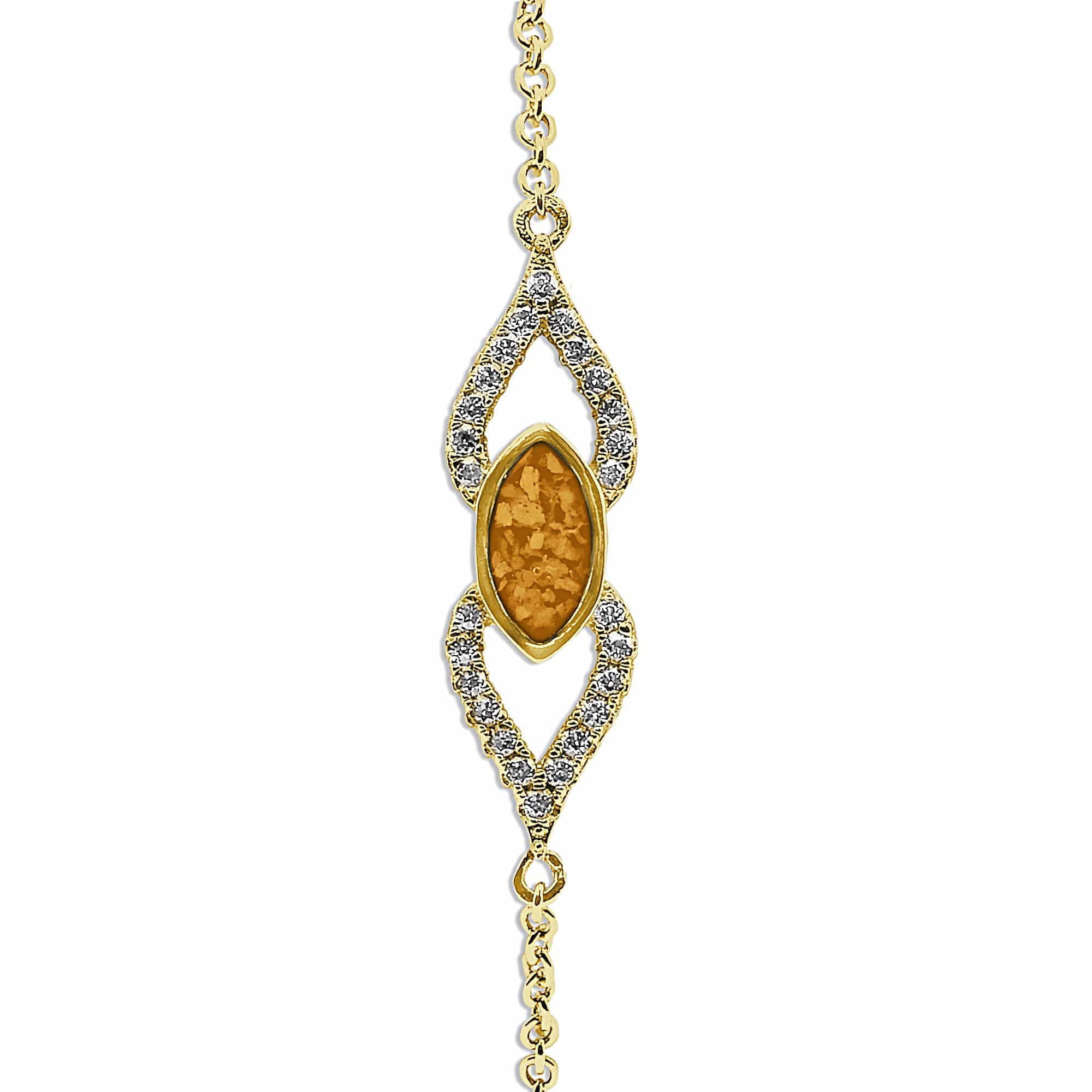 EverWith Ladies Respect Memorial Ashes Bracelet with Fine Crystals 9k Yellow Gold Orange