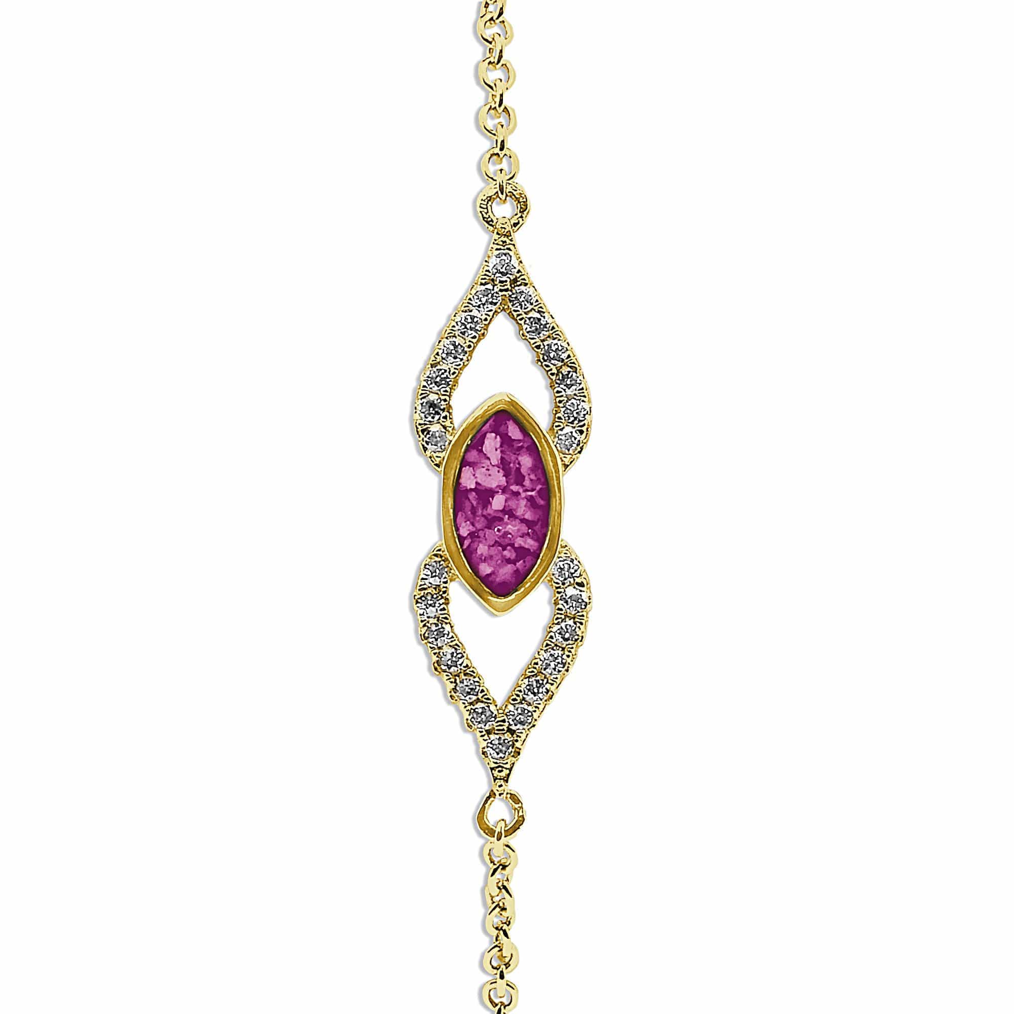 EverWith Ladies Respect Memorial Ashes Bracelet with Fine Crystals 9k Yellow Gold Pink