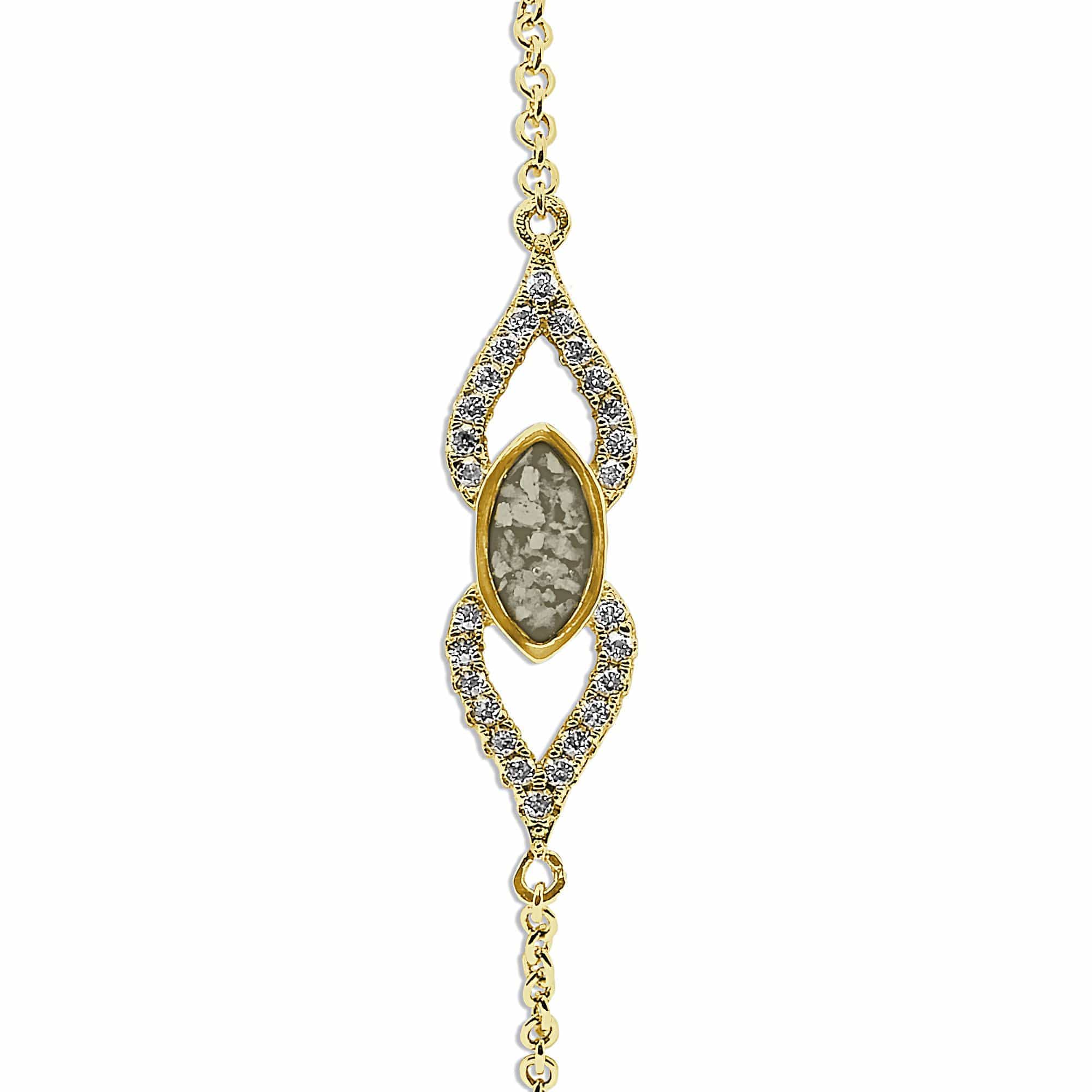 EverWith Ladies Respect Memorial Ashes Bracelet with Fine Crystals 9k Yellow Gold Transparent