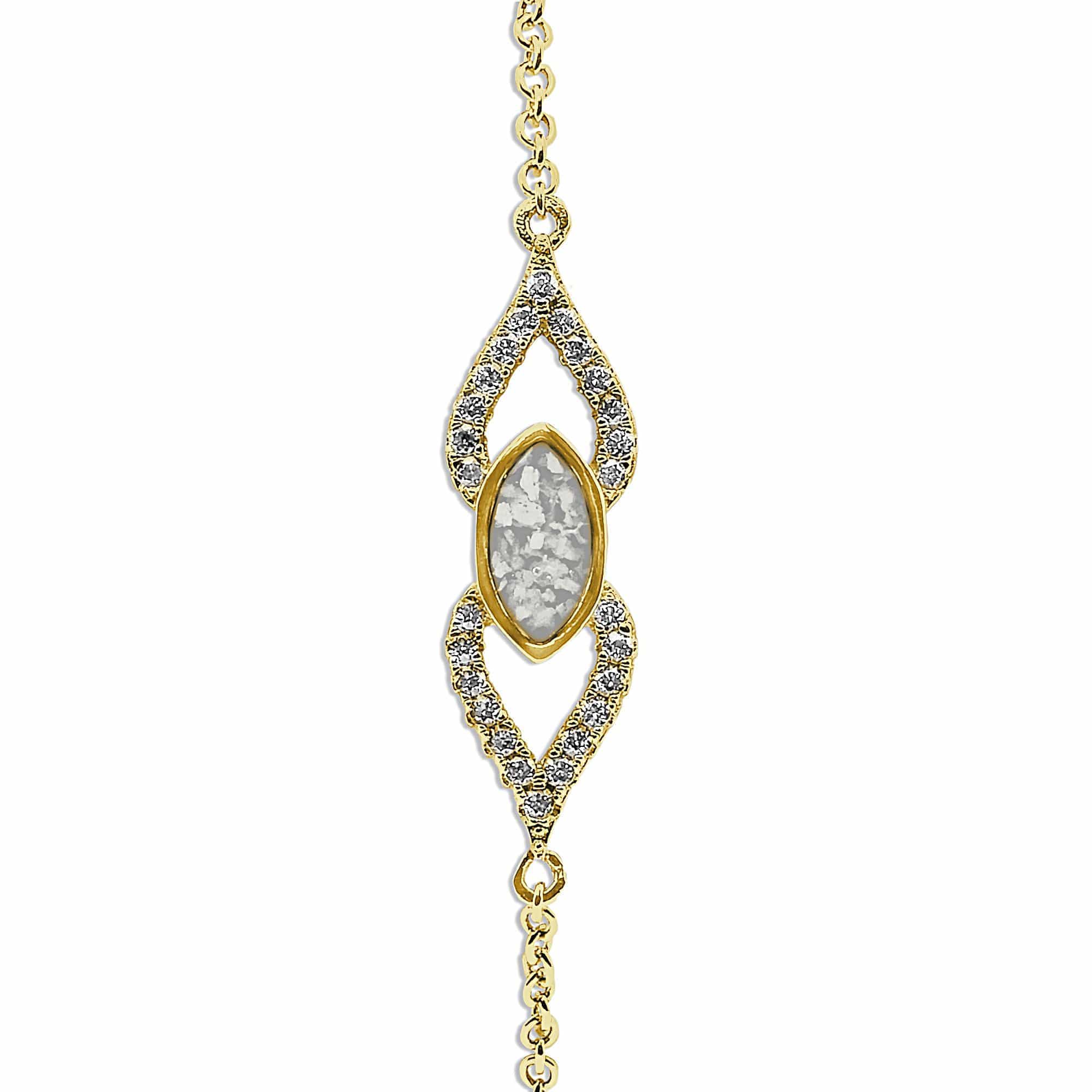 EverWith Ladies Respect Memorial Ashes Bracelet with Fine Crystals 9k Yellow Gold White
