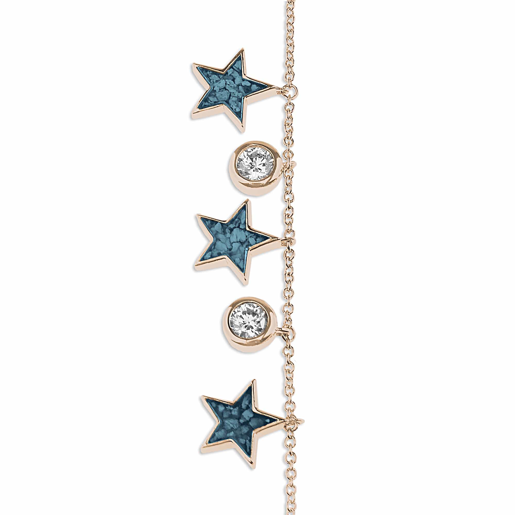EverWith Ladies Galaxy Memorial Ashes Bracelet with Fine Crystals 9k Rose Gold Blue