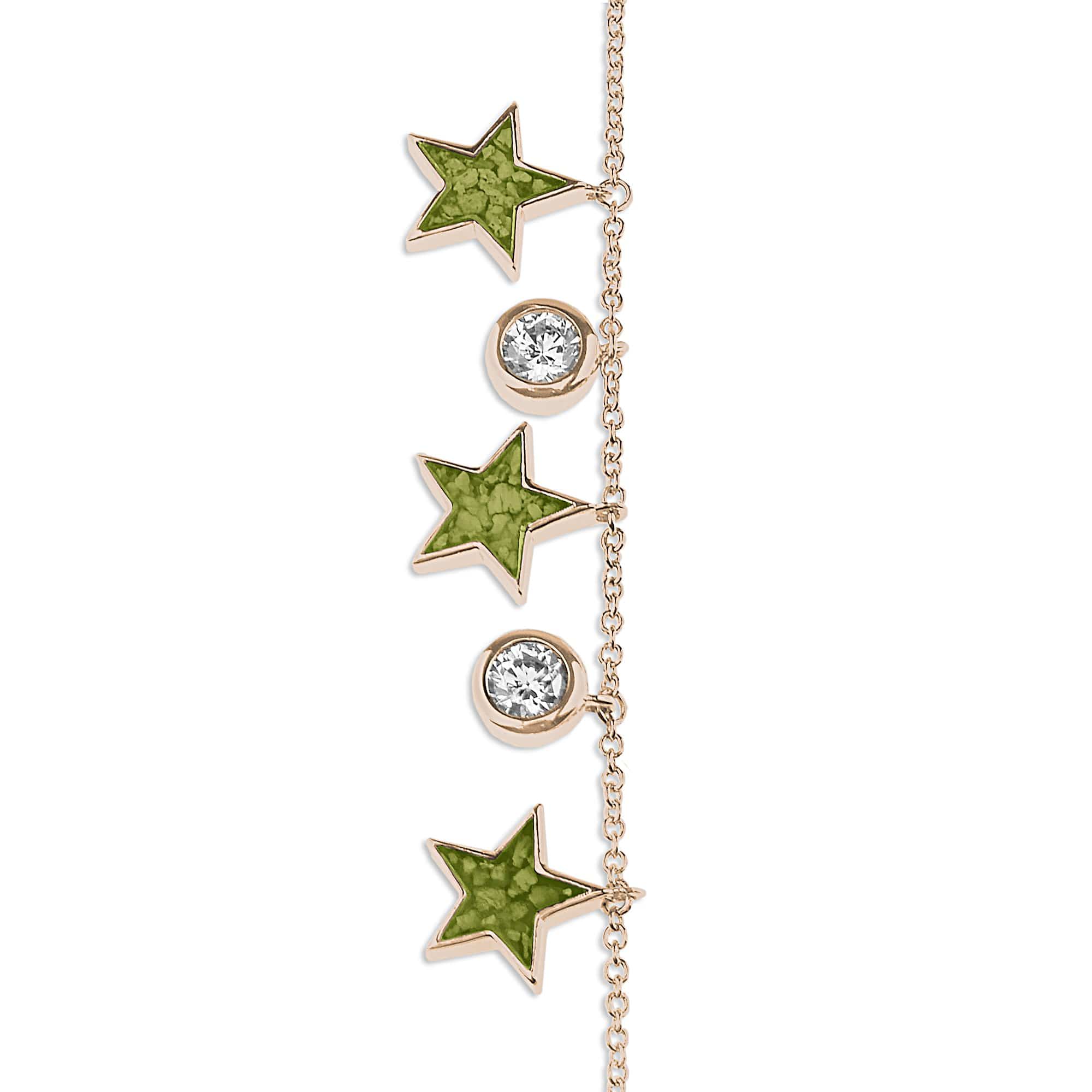 EverWith Ladies Galaxy Memorial Ashes Bracelet with Fine Crystals 9k Rose Gold Green