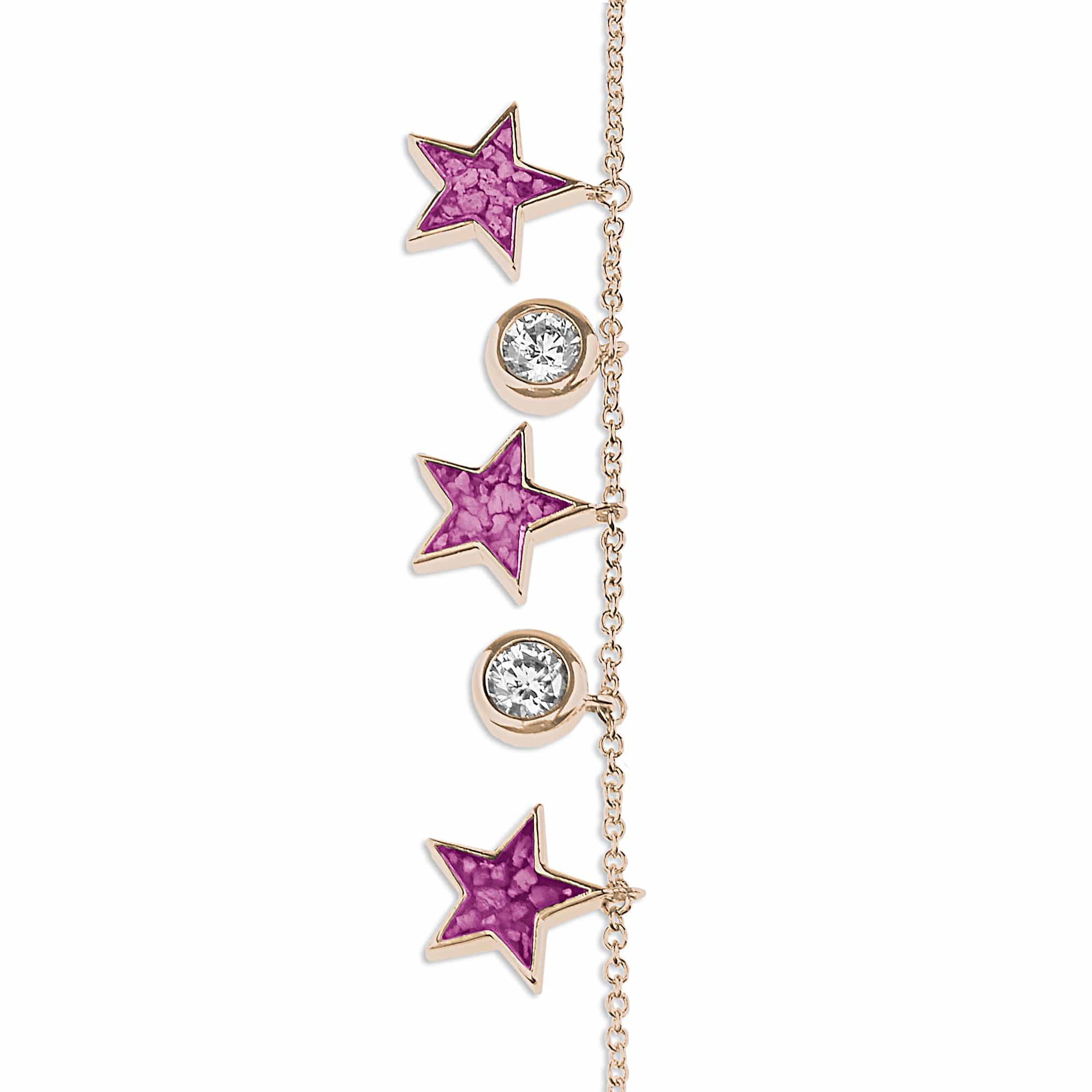 EverWith Ladies Galaxy Memorial Ashes Bracelet with Fine Crystals 9k Rose Gold Pink