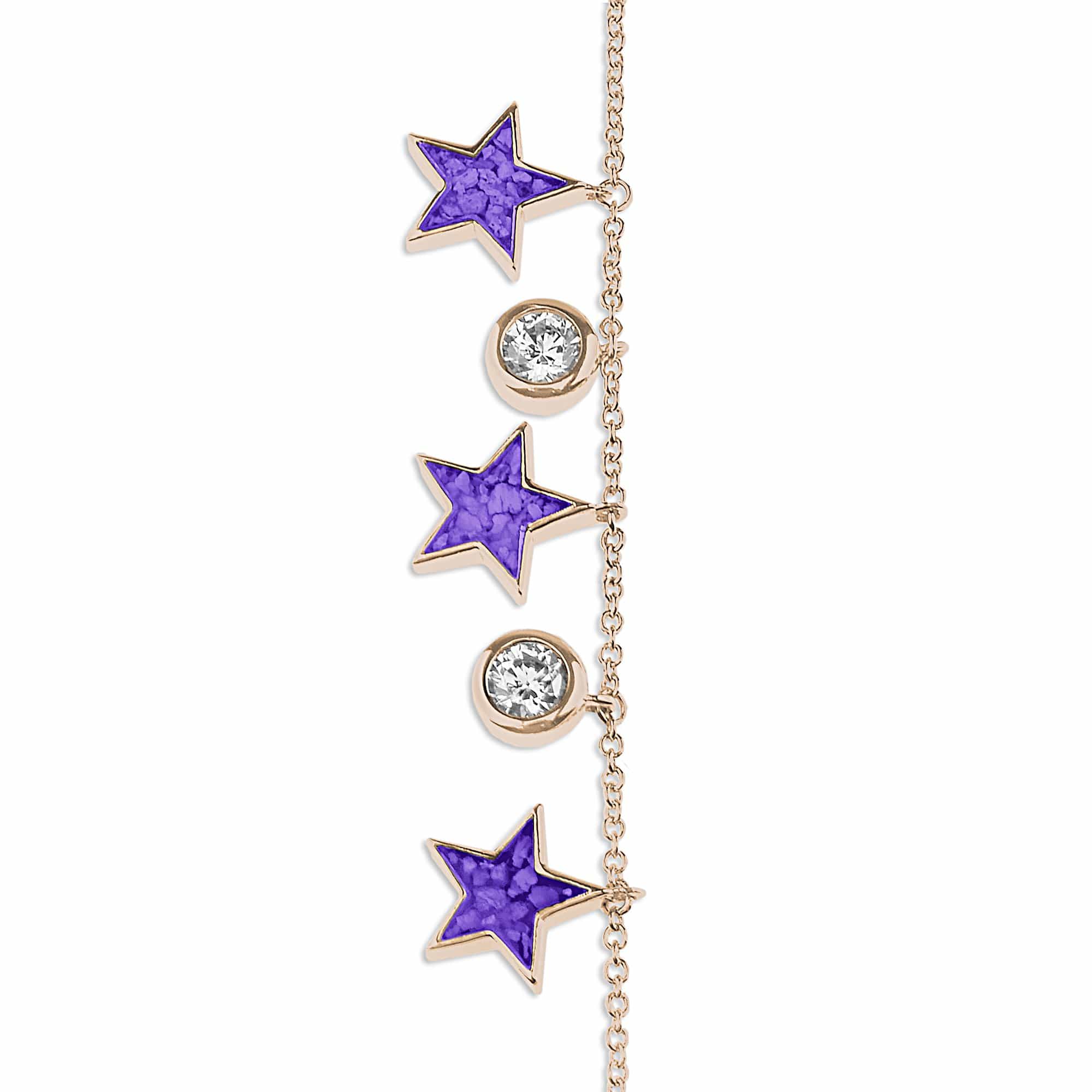EverWith Ladies Galaxy Memorial Ashes Bracelet with Fine Crystals 9k Rose Gold Purple