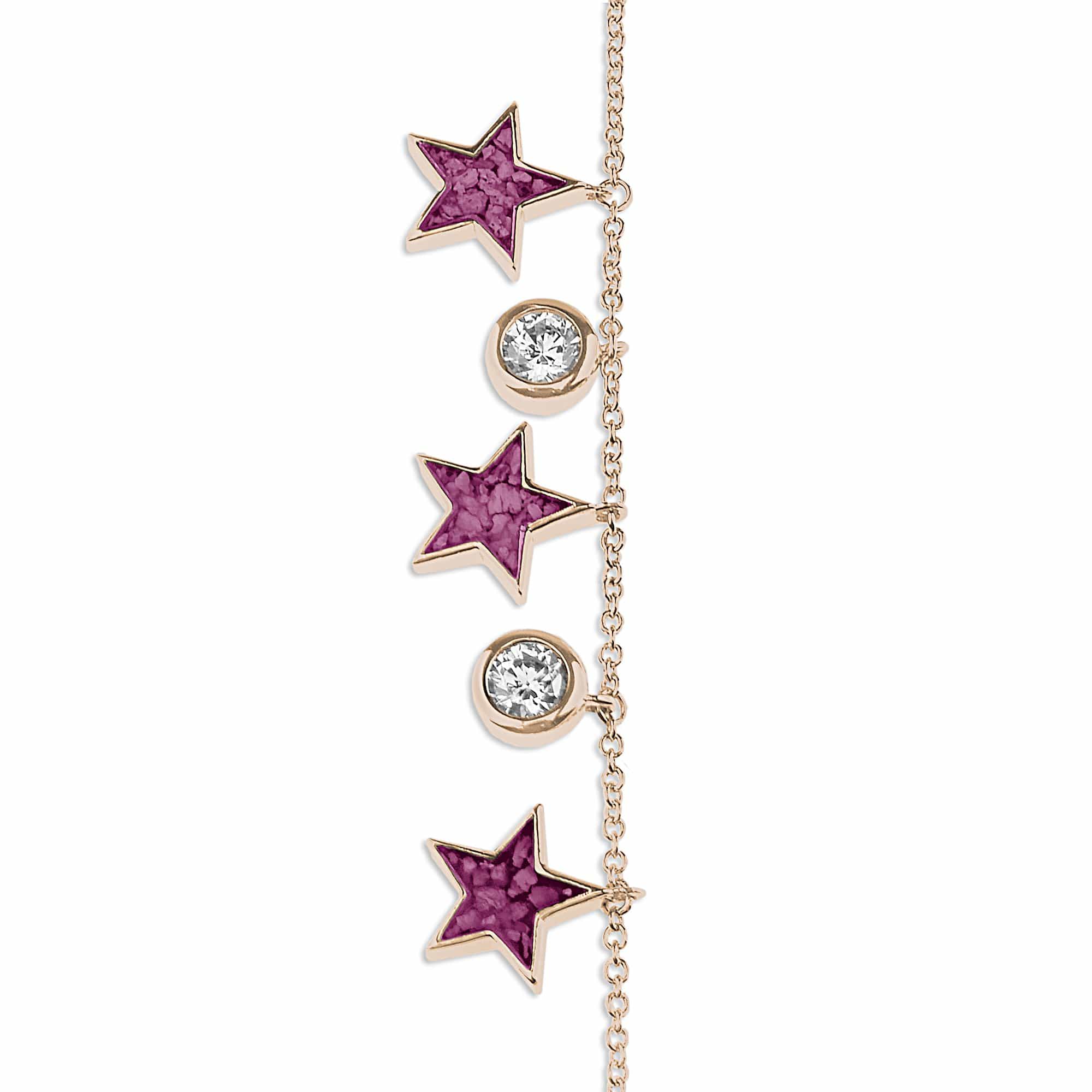 EverWith Ladies Galaxy Memorial Ashes Bracelet with Fine Crystals 9k Rose Gold Violet