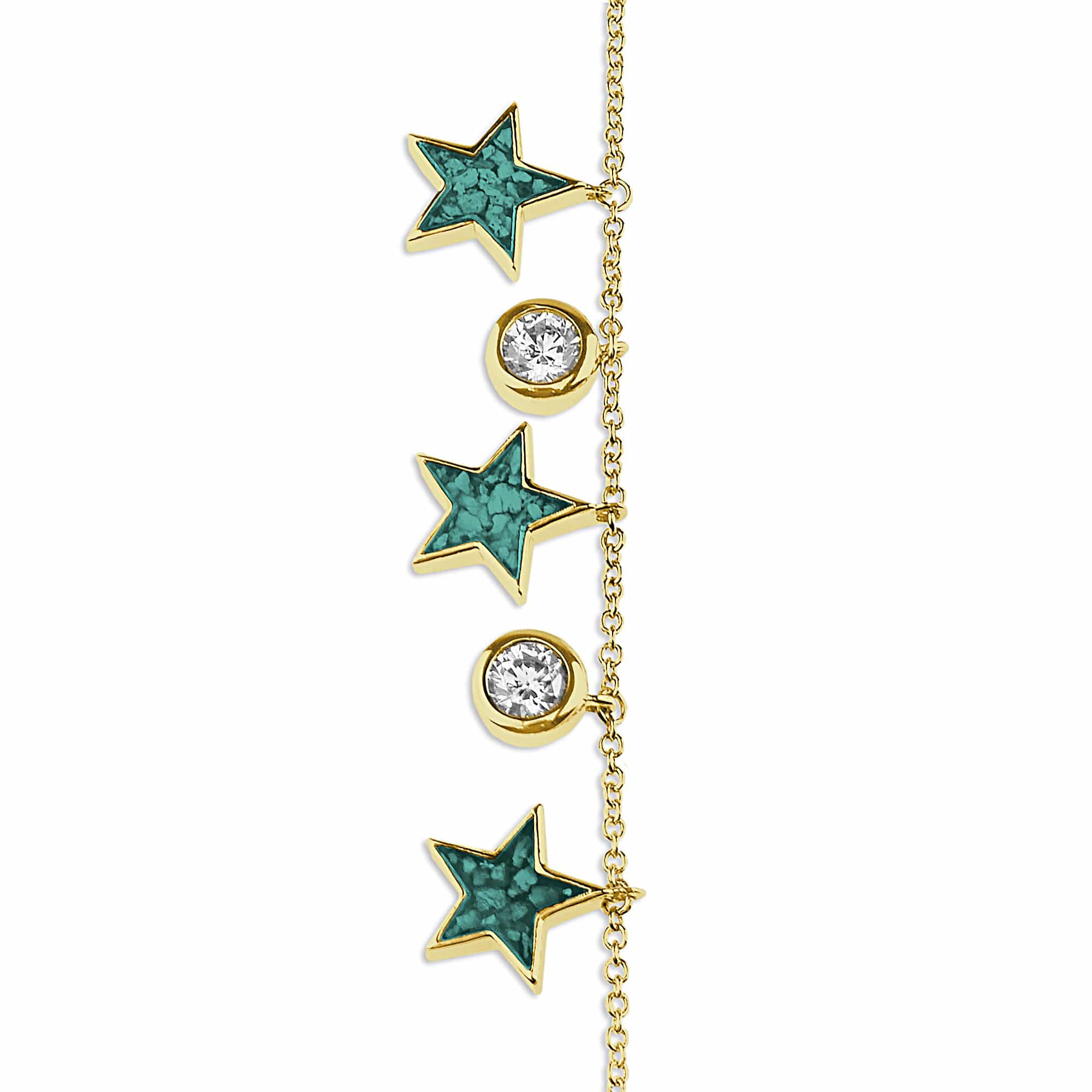 EverWith Ladies Galaxy Memorial Ashes Bracelet with Fine Crystals 9k Yellow Gold Aqua