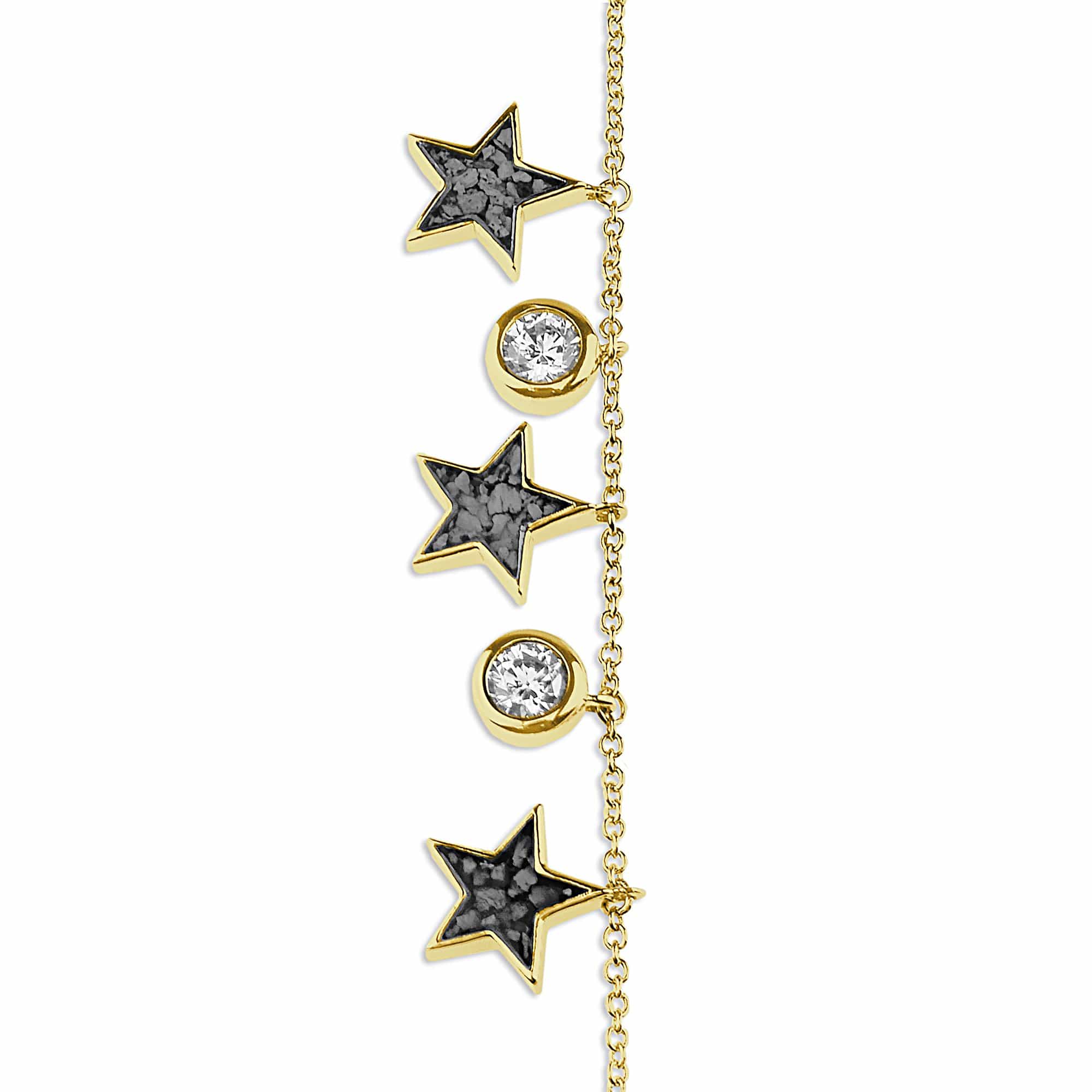 EverWith Ladies Galaxy Memorial Ashes Bracelet with Fine Crystals 9k Yellow Gold Black