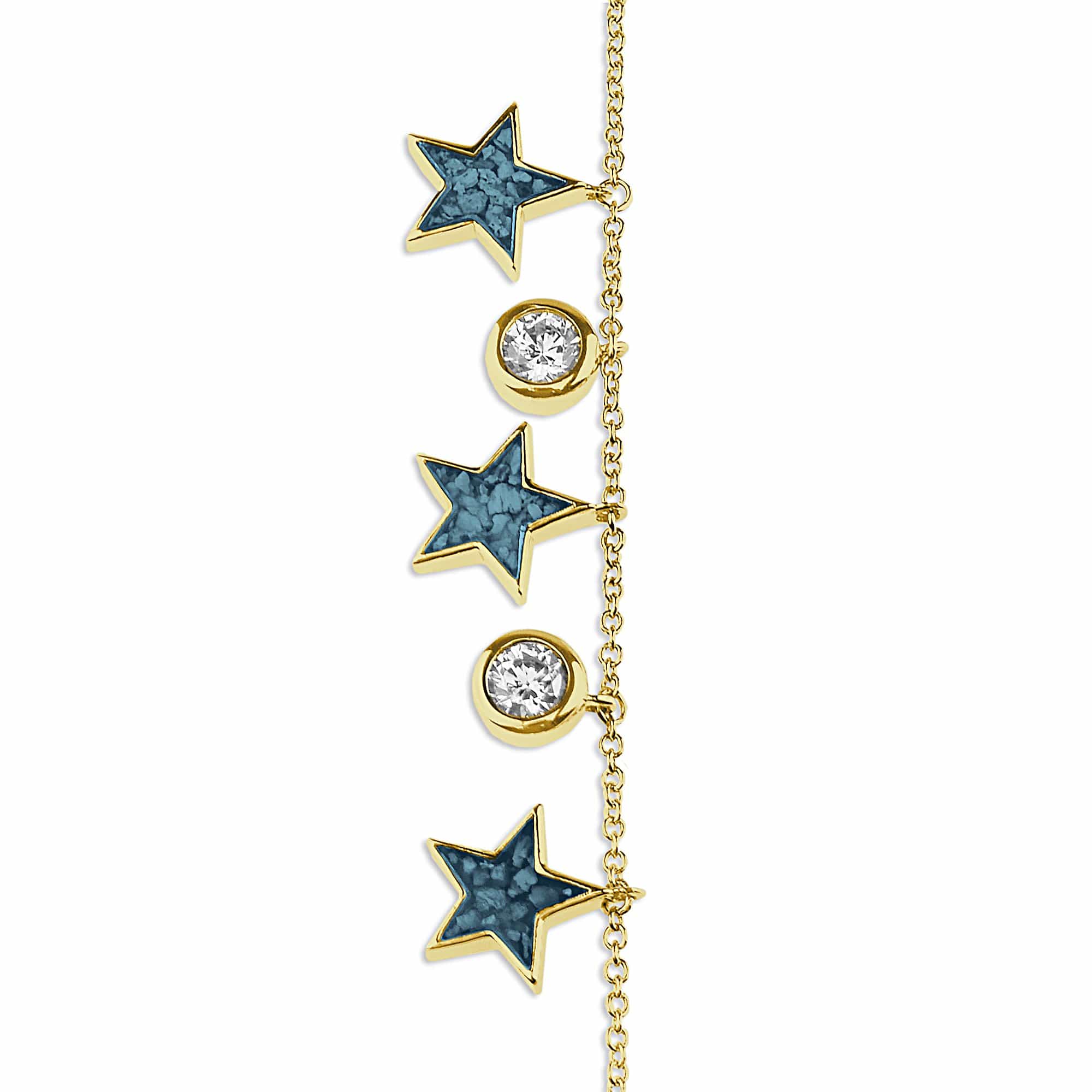 EverWith Ladies Galaxy Memorial Ashes Bracelet with Fine Crystals 9k Yellow Gold Blue