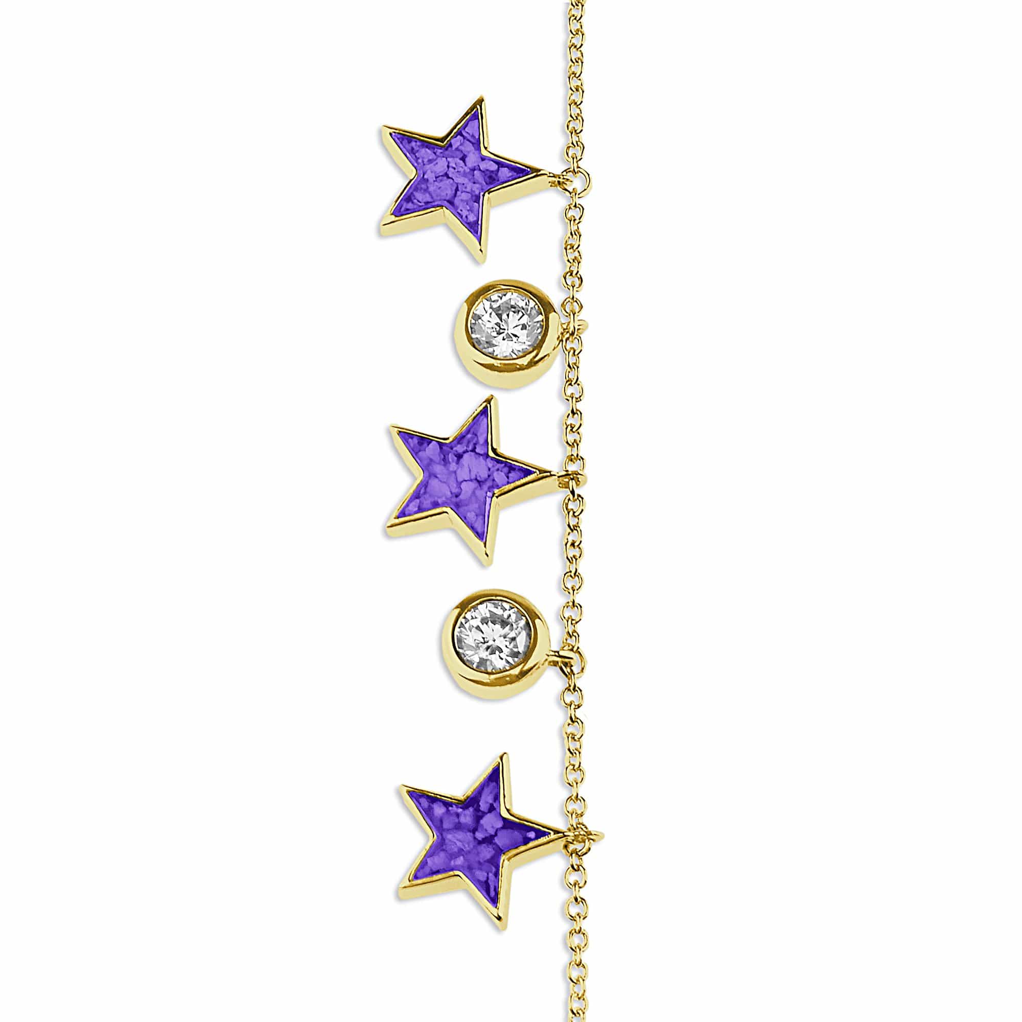 EverWith Ladies Galaxy Memorial Ashes Bracelet with Fine Crystals 9k Yellow Gold Purple