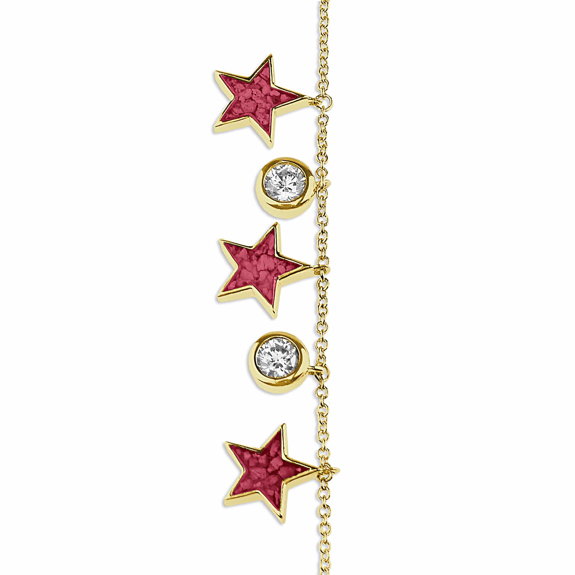 EverWith Ladies Galaxy Memorial Ashes Bracelet with Fine Crystals 9k Yellow Gold Red
