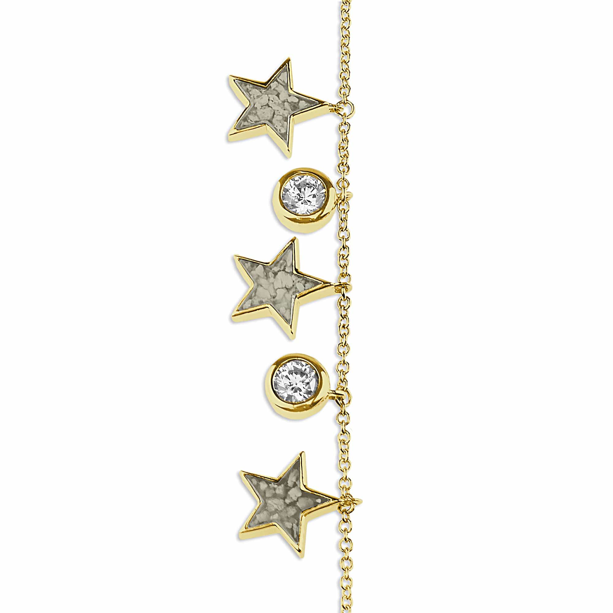 EverWith Ladies Galaxy Memorial Ashes Bracelet with Fine Crystals 9k Yellow Gold Transparent
