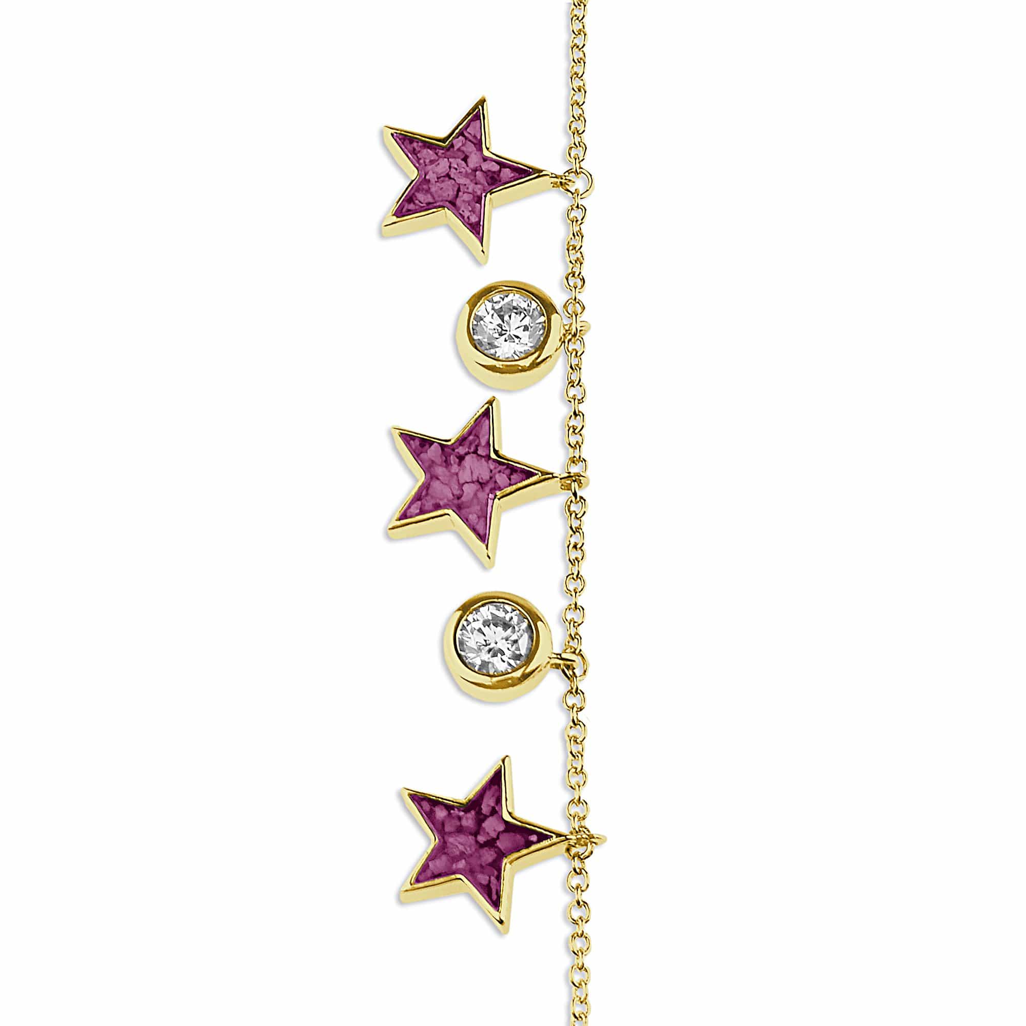 EverWith Ladies Galaxy Memorial Ashes Bracelet with Fine Crystals 9k Yellow Gold Violet