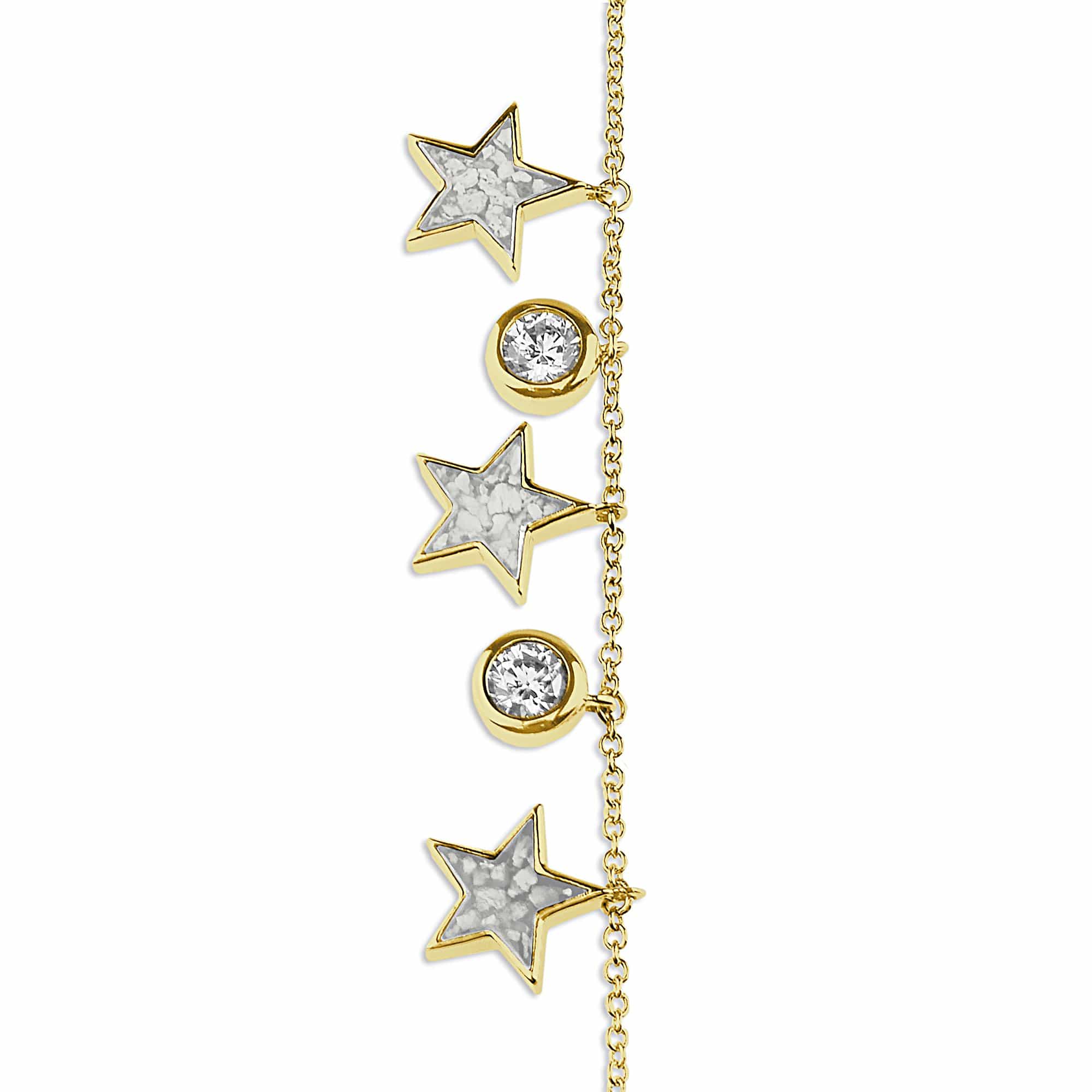 EverWith Ladies Galaxy Memorial Ashes Bracelet with Fine Crystals 9k Yellow Gold White
