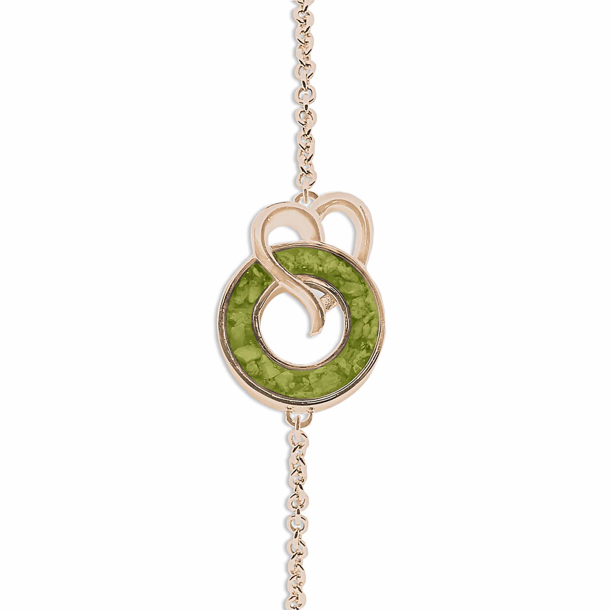 EverWith Ladies Guardian Memorial Ashes Bracelet 9k Rose Gold Green
