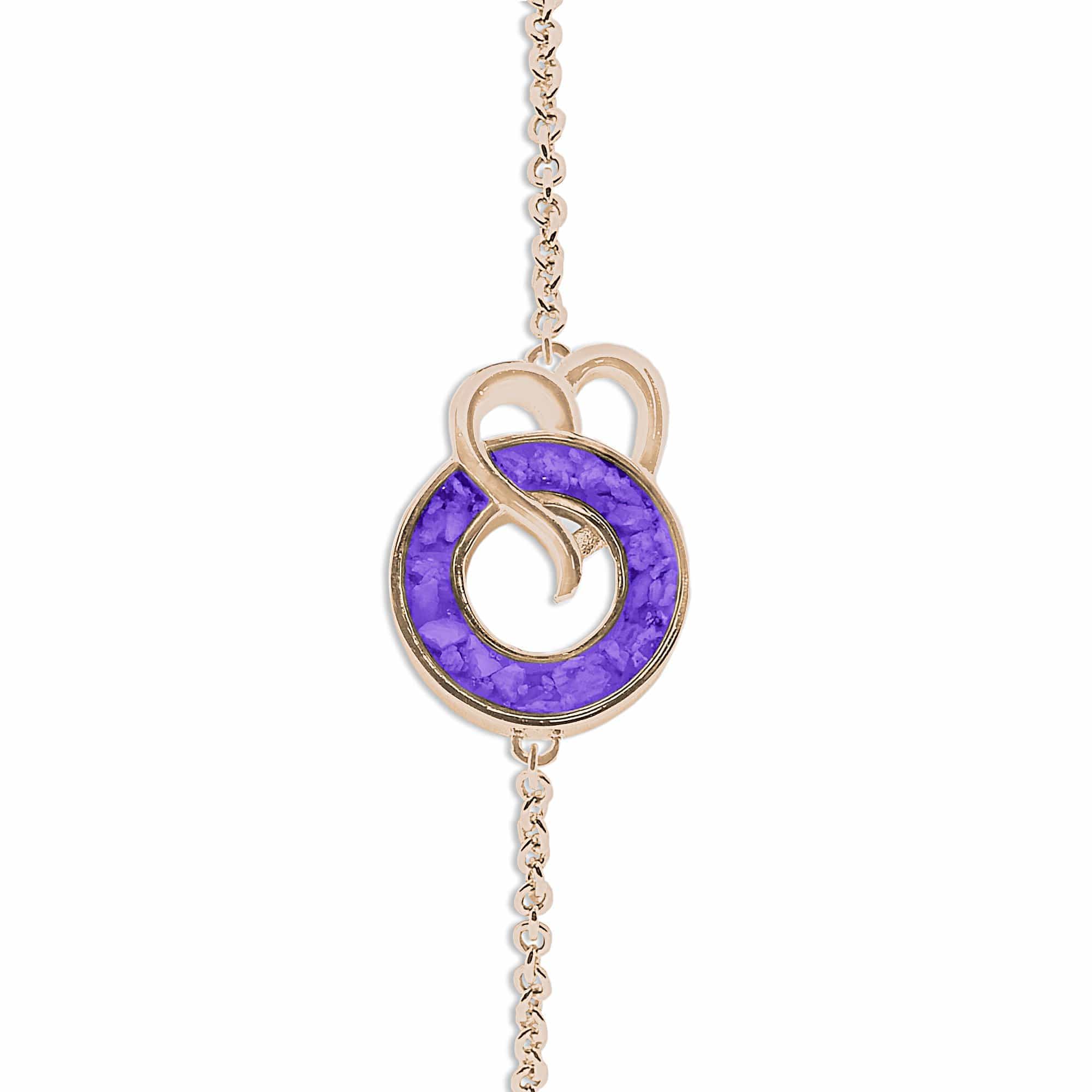 EverWith Ladies Guardian Memorial Ashes Bracelet 9k Rose Gold Purple