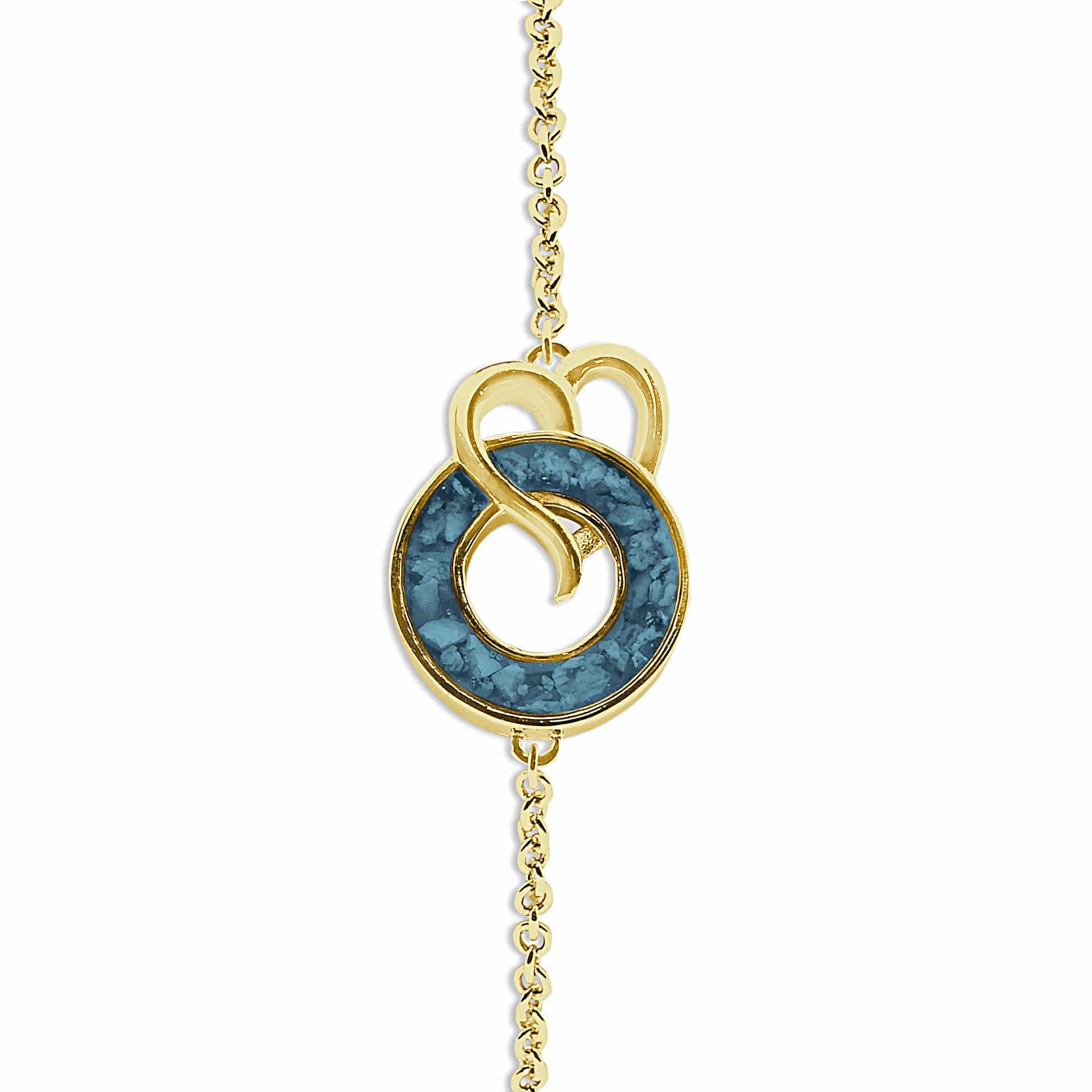 EverWith Ladies Guardian Memorial Ashes Bracelet 9k Yellow Gold Blue