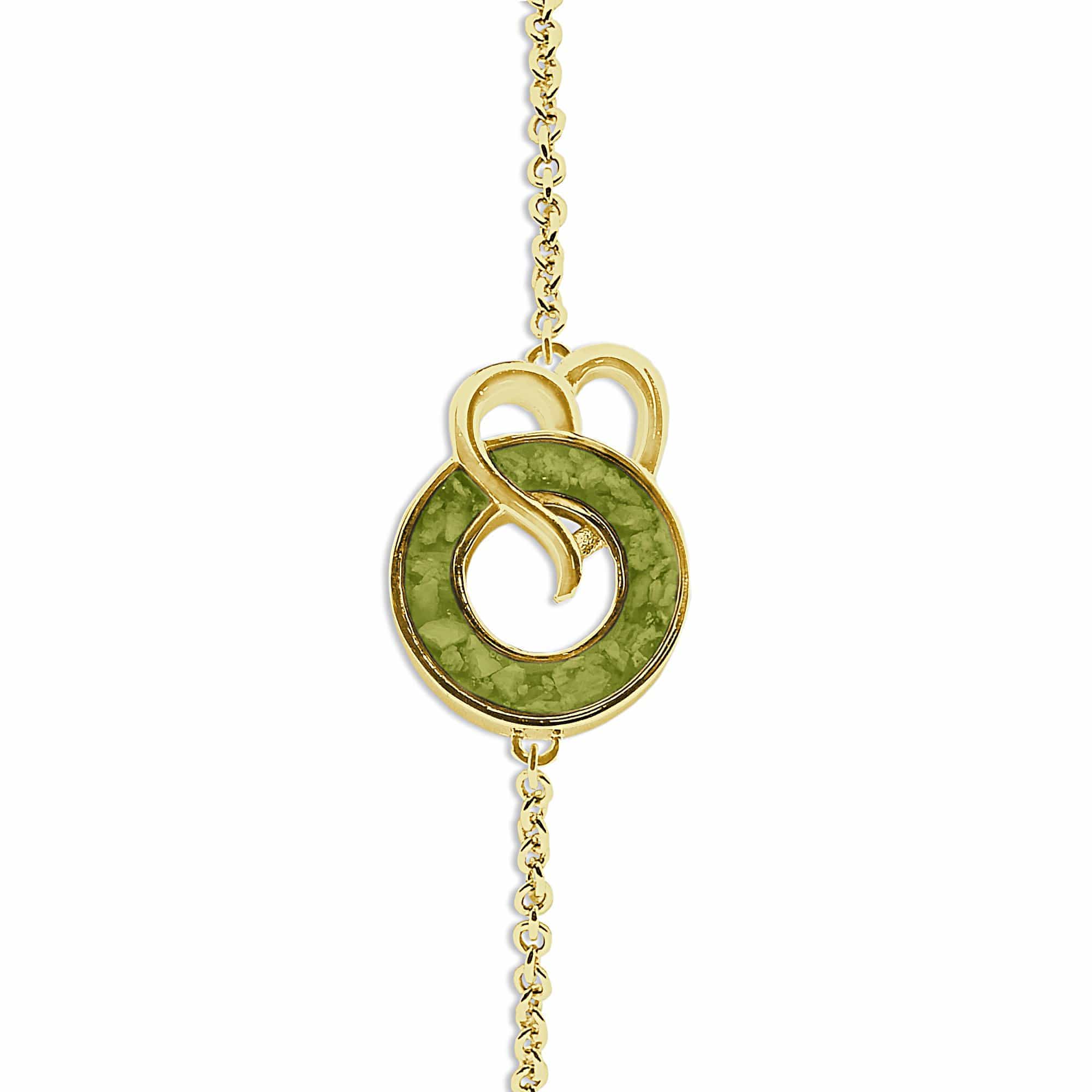 EverWith Ladies Guardian Memorial Ashes Bracelet 9k Yellow Gold Green