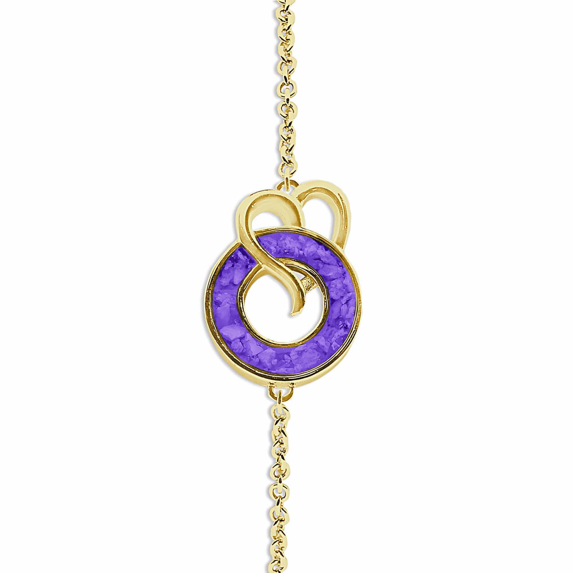 EverWith Ladies Guardian Memorial Ashes Bracelet 9k Yellow Gold Purple