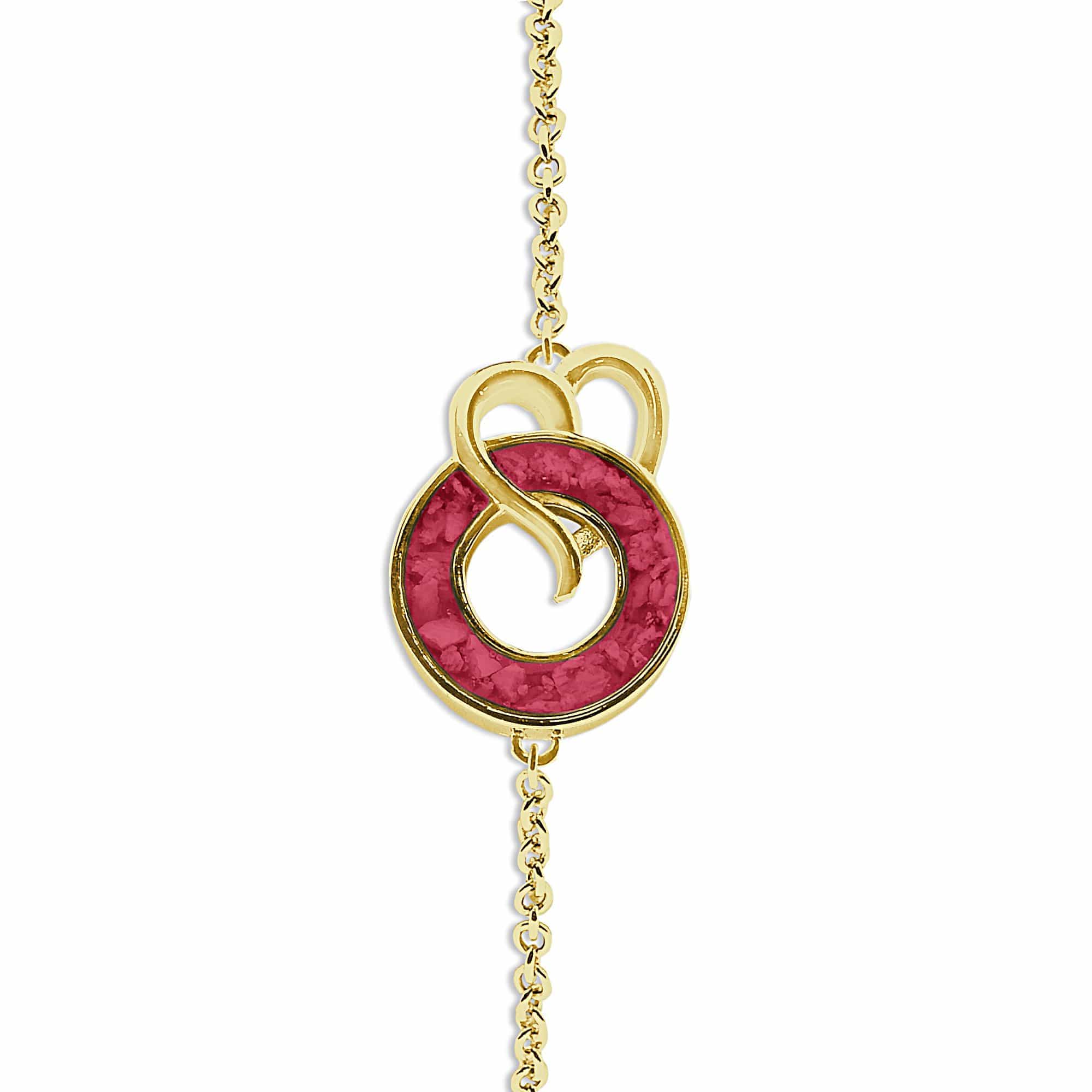 EverWith Ladies Guardian Memorial Ashes Bracelet 9k Yellow Gold Red