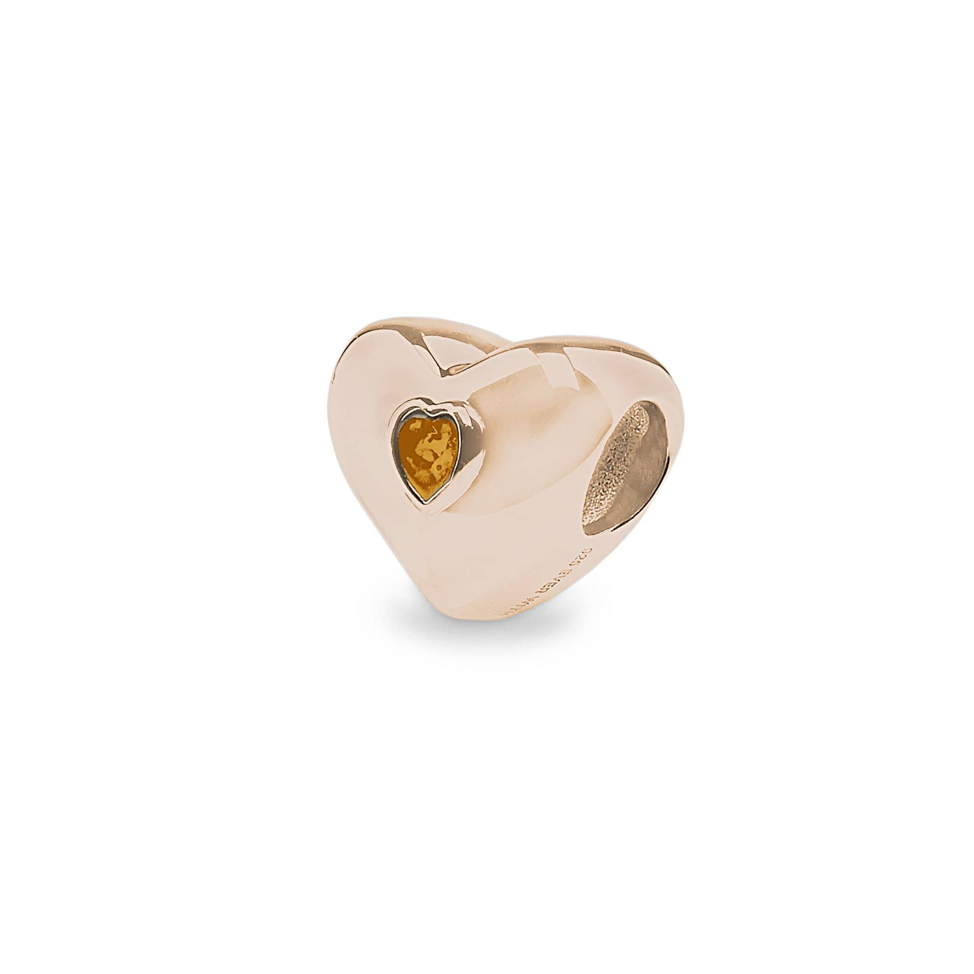 EverWith Heart Memorial Ashes Charm Bead 9k Rose Gold Orange