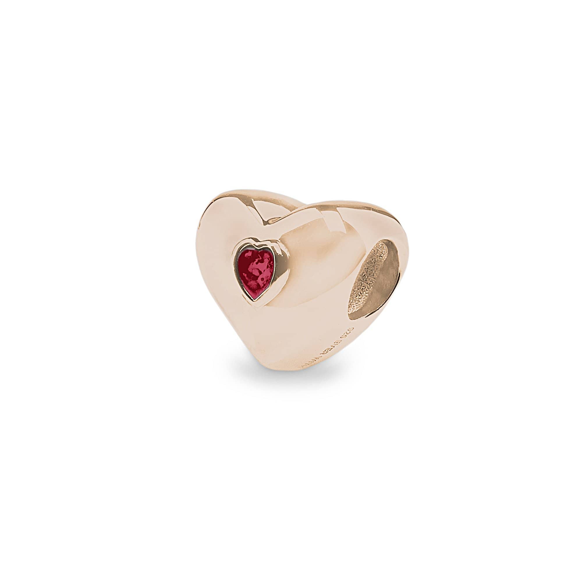 EverWith Heart Memorial Ashes Charm Bead 9k Rose Gold Red