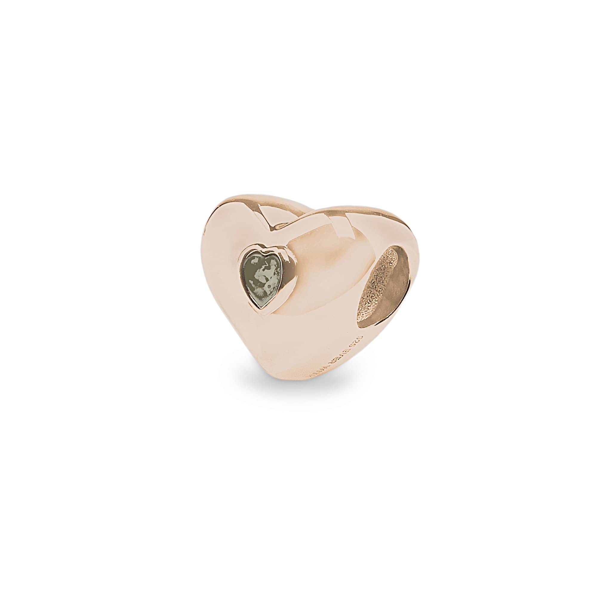 EverWith Heart Memorial Ashes Charm Bead 9k Rose Gold Transparent